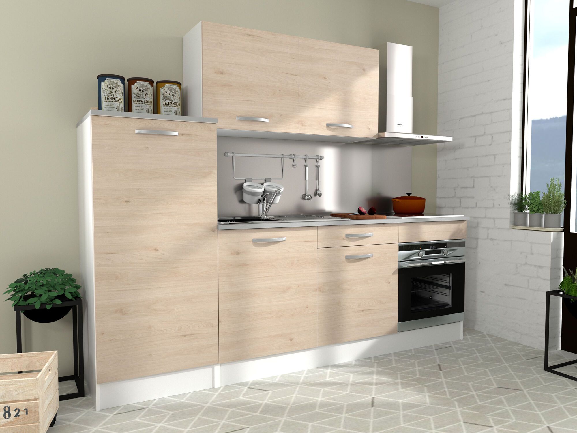Bloc cuisine ECOTIC 240 cm chêne jackson