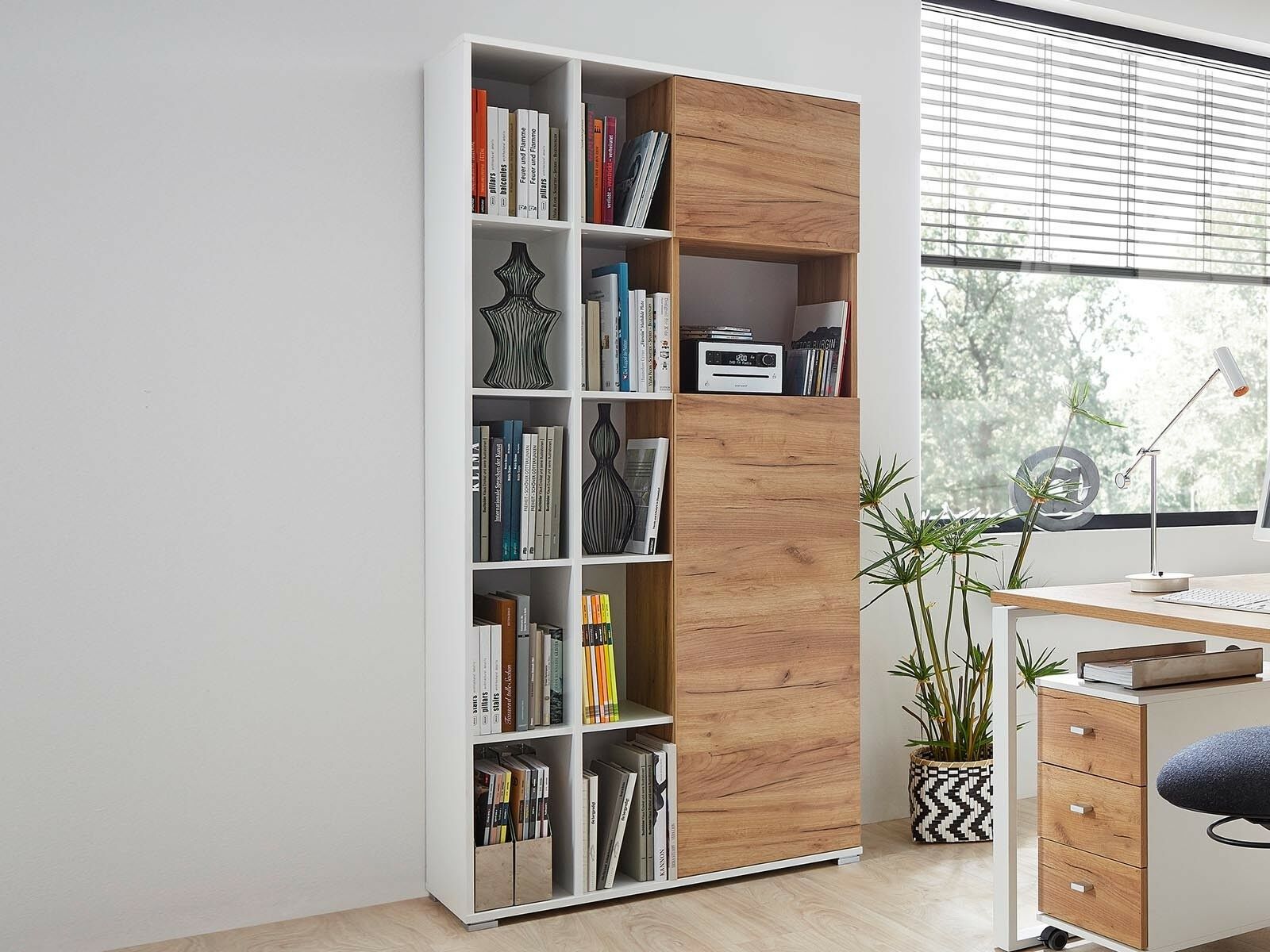 Armoire LISBONNE 2 portes blanc/chêne navarra