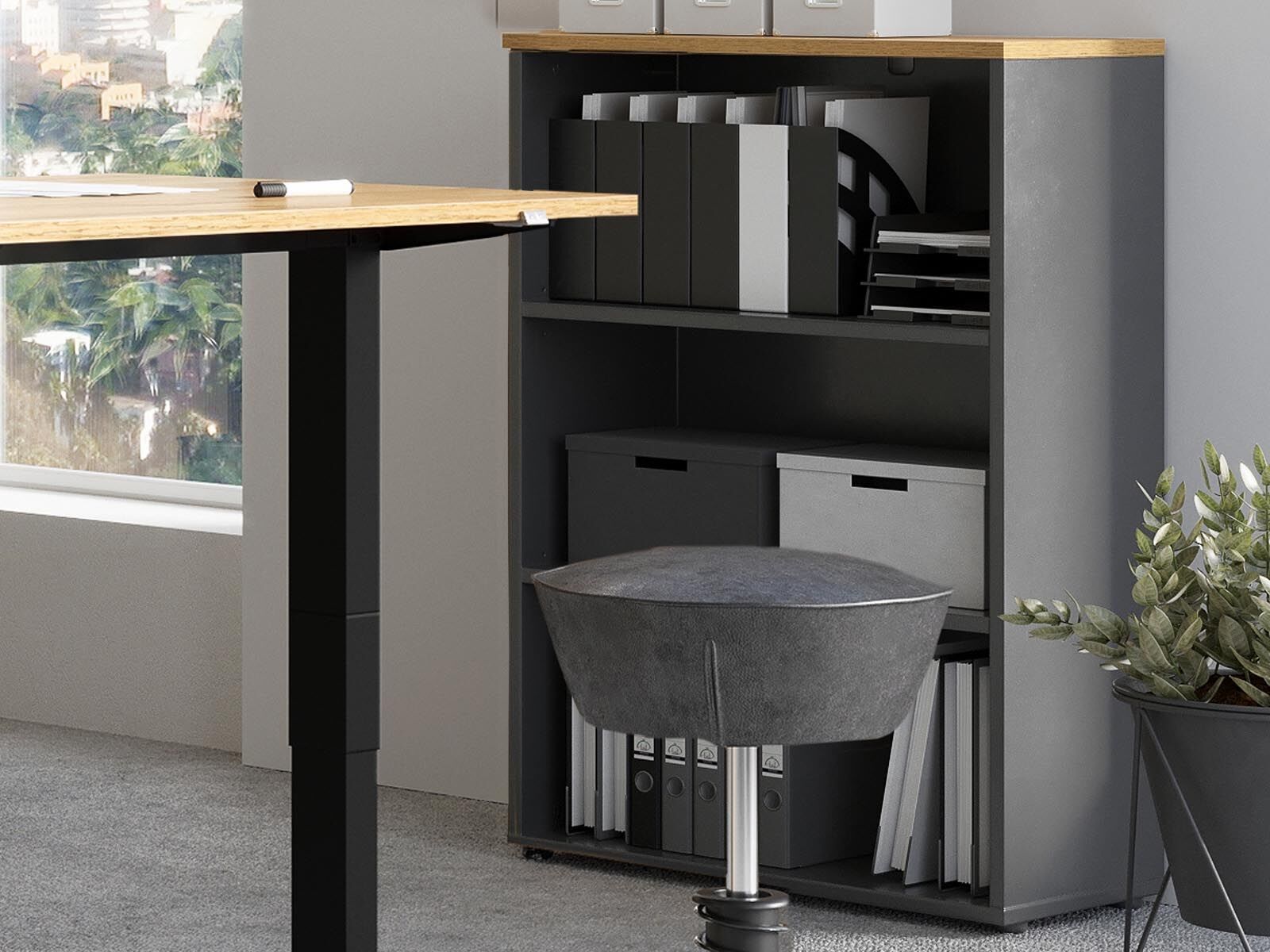 Armoire AGENDARME 3 niche chêne grandson/graphite