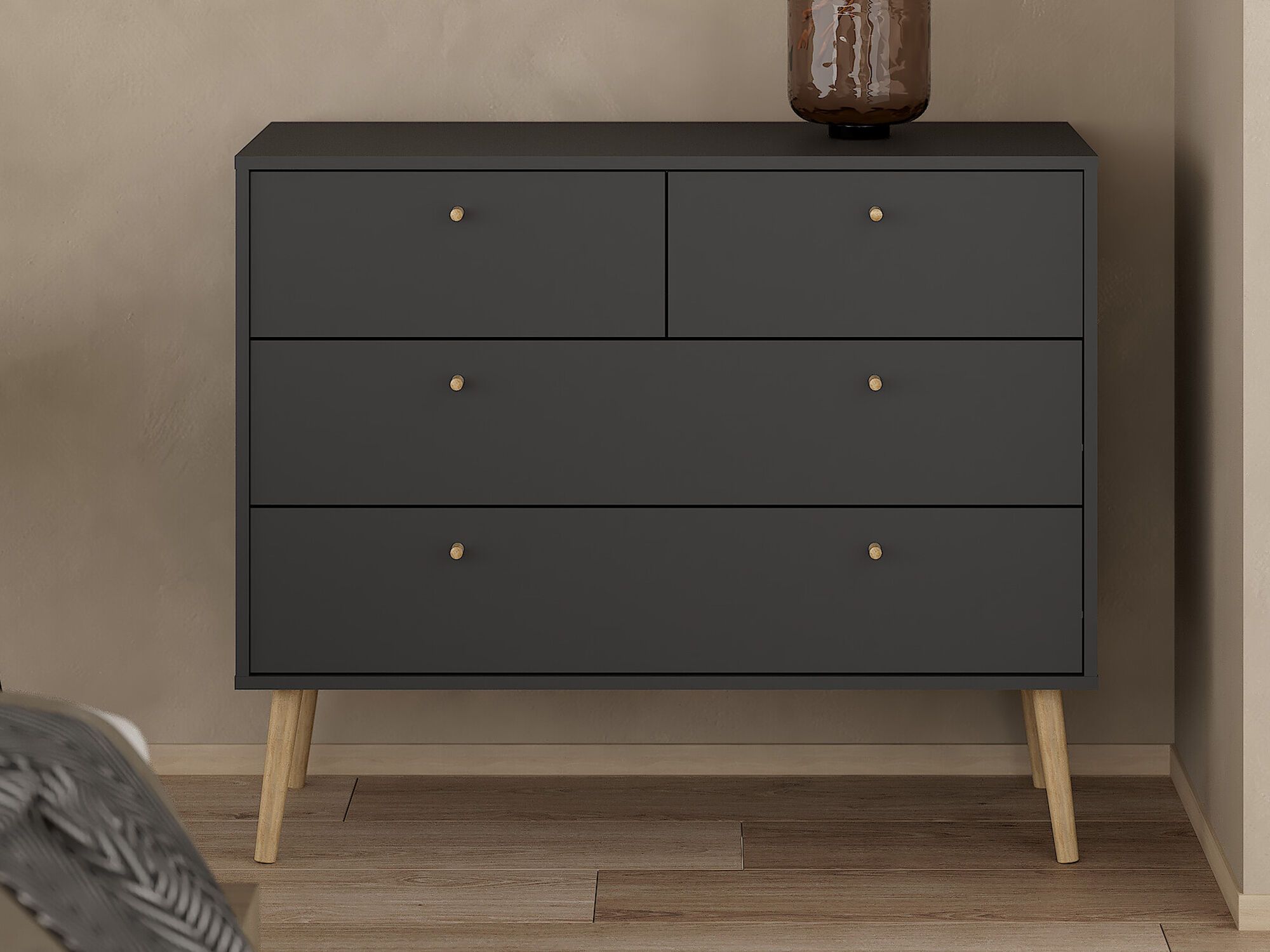 Commode BOAVISTA 4 tiroirs gris