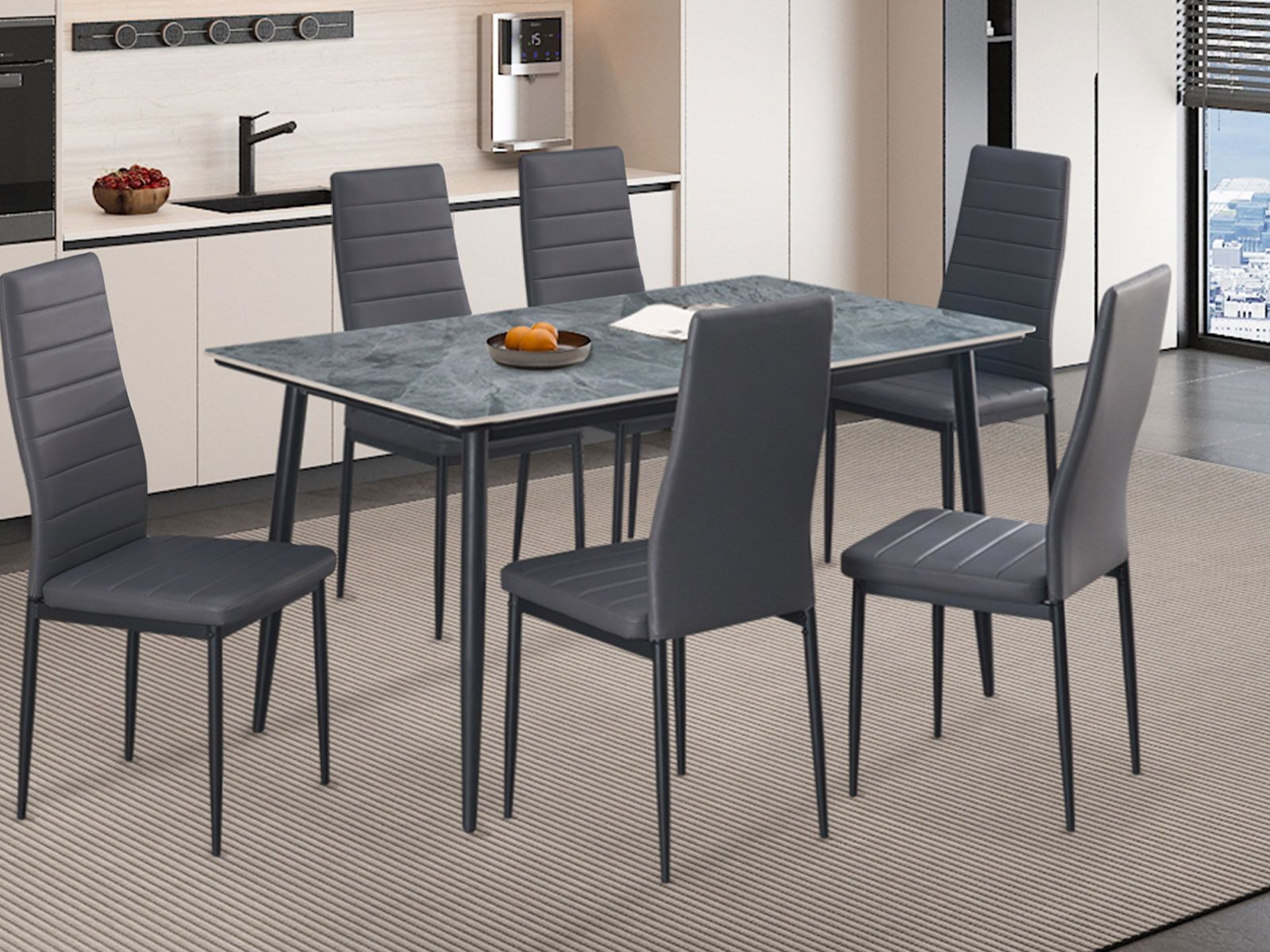 Table repas rectangulaire KENZIE 140 cm gris