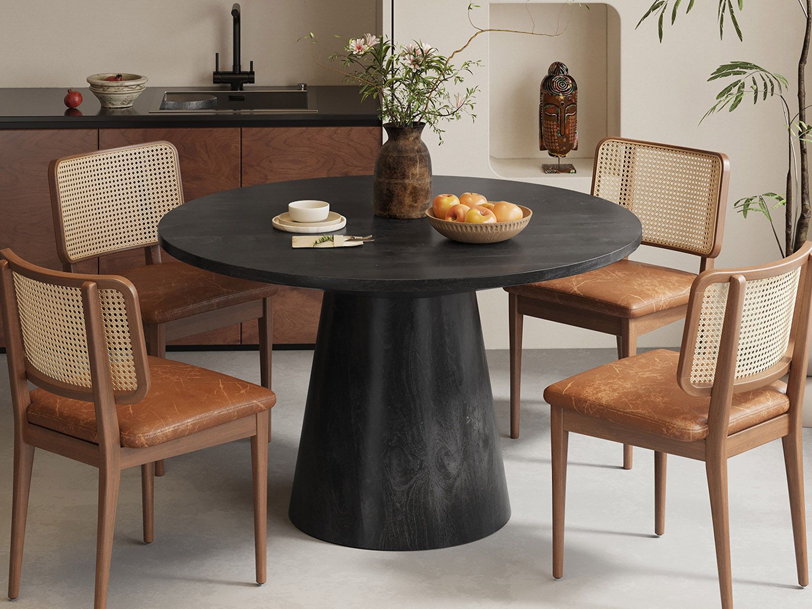 Table repas ronde TOMYRA 130 cm mangolia noir