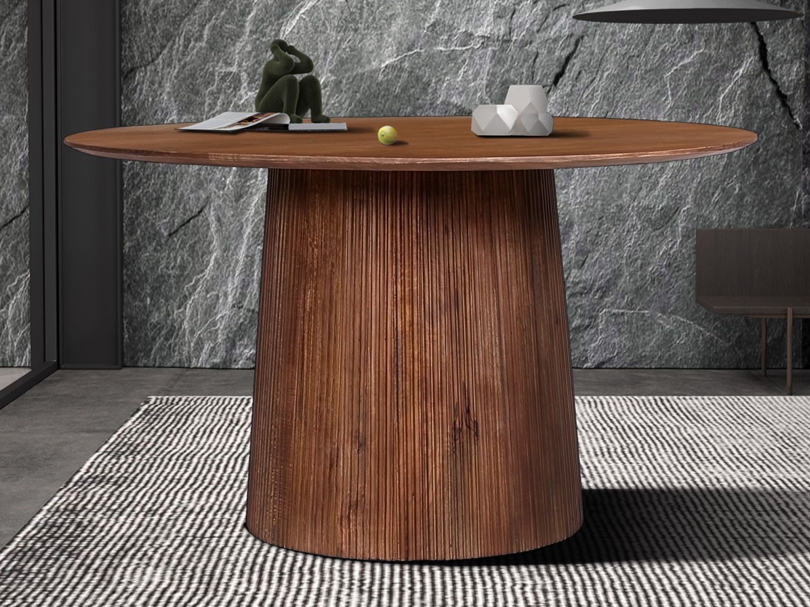 Table repas ronde MIGADON 130 cm brun clair