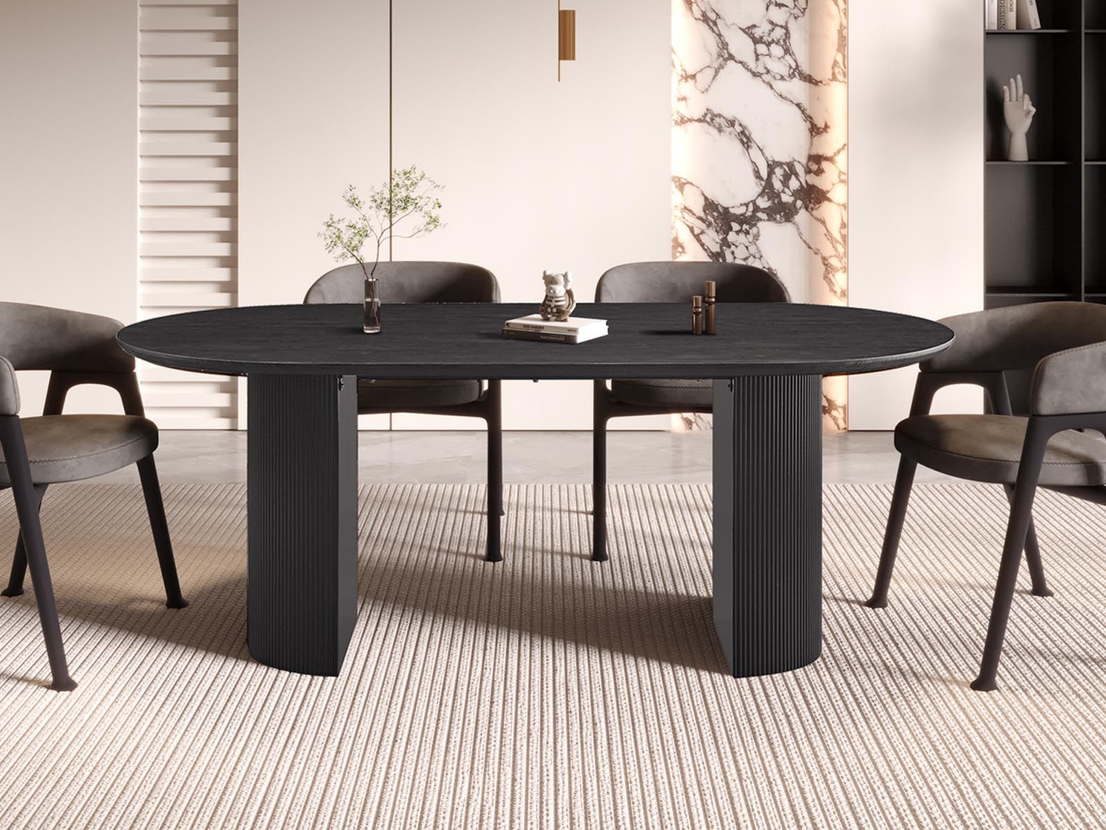 Table repas ovale LARUSSO 200 cm brun foncé
