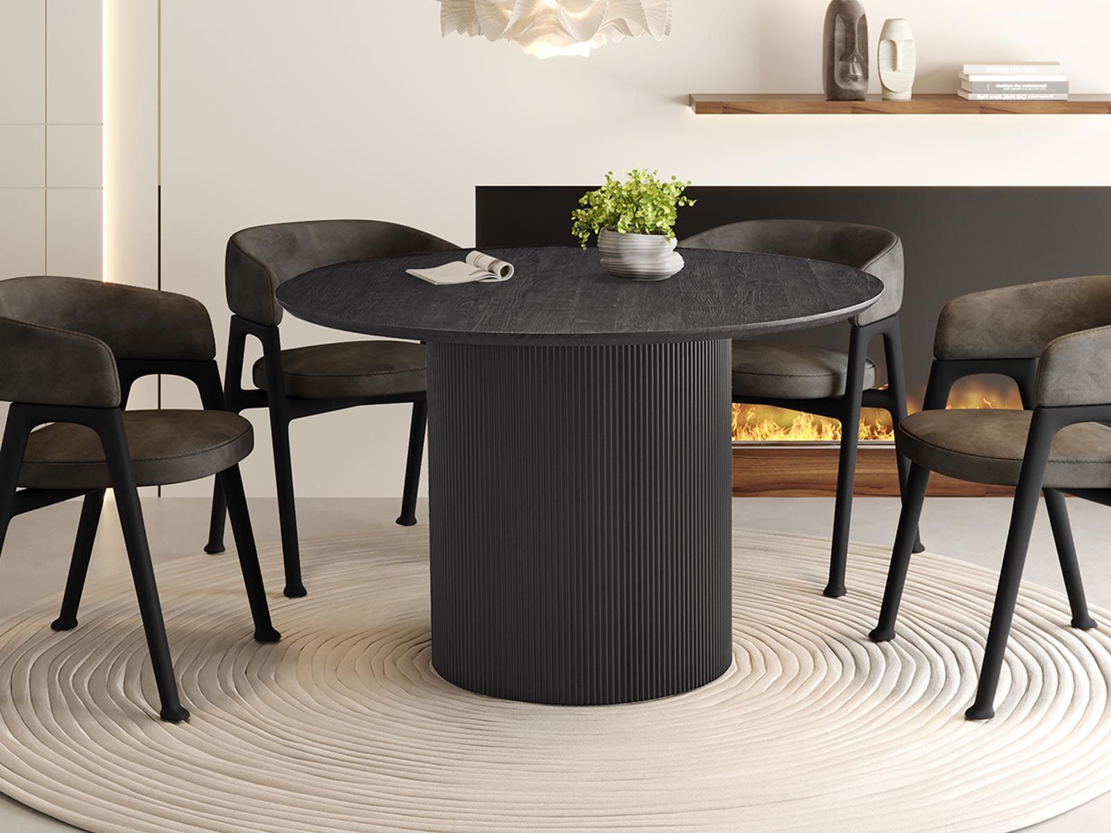 Table repas ronde LARUSSO 120 cm brun foncé