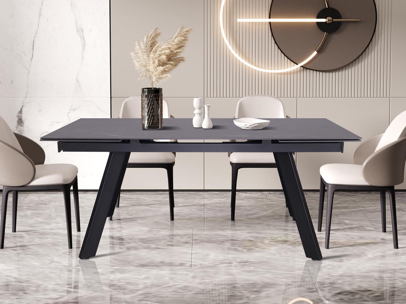 Table repas HESTIA extensible 160>240 cm noir