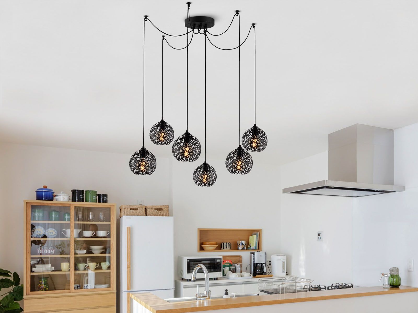 Luminaire suspendu TANNER 6 lampes noir