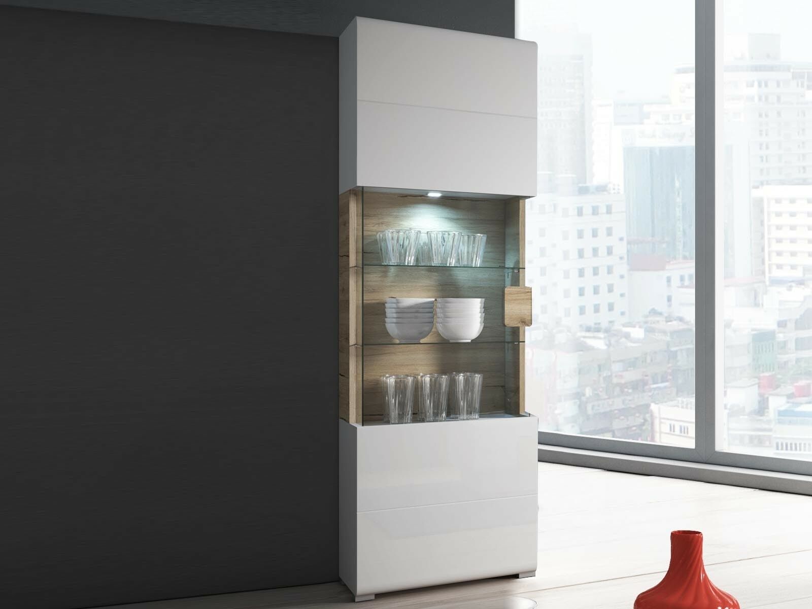 Colonne TORERO 1 porte sanremo/blanc laqué avec led