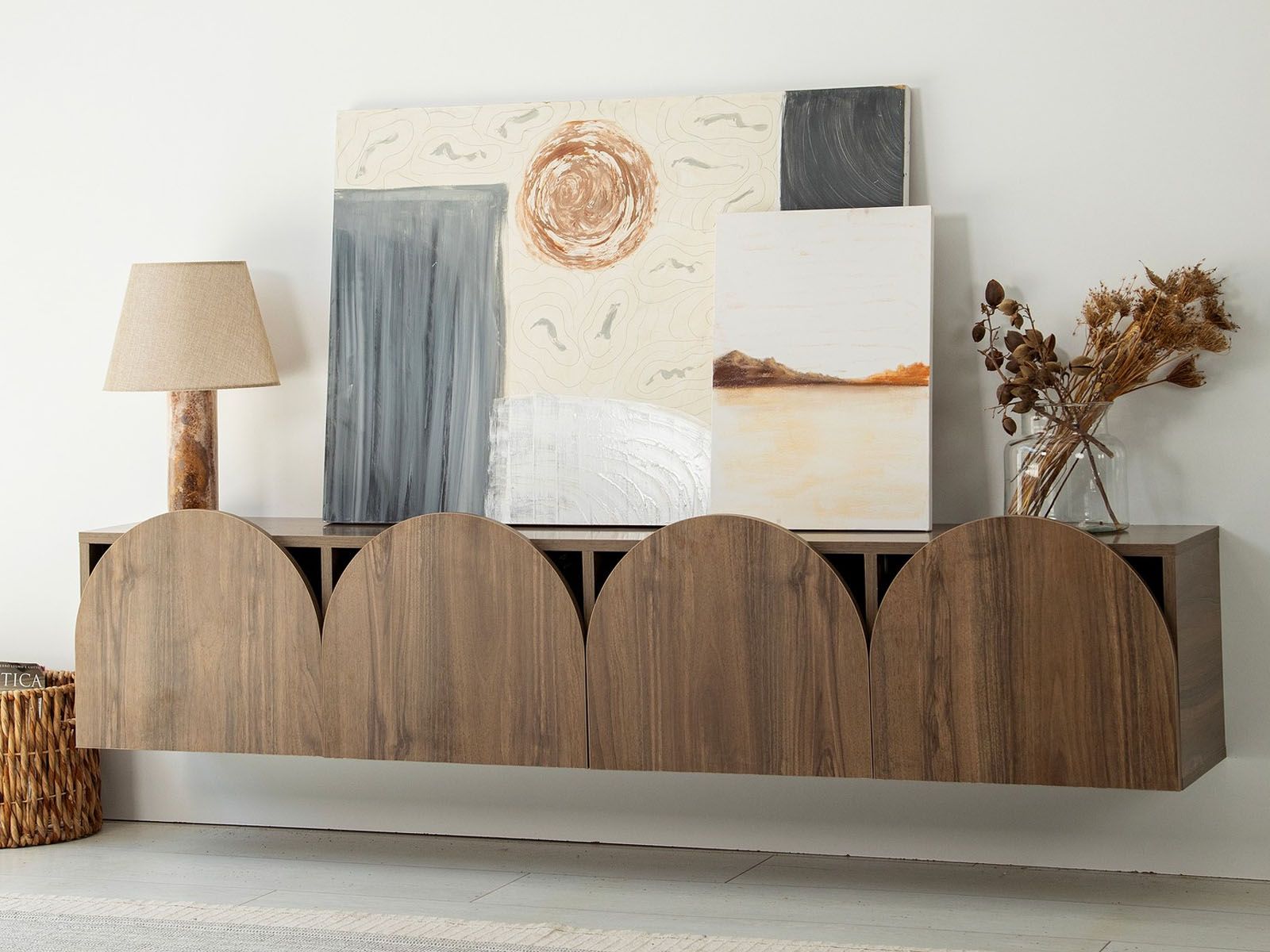 Meuble tv-hifi MUSTI 4 portes battantes noyer