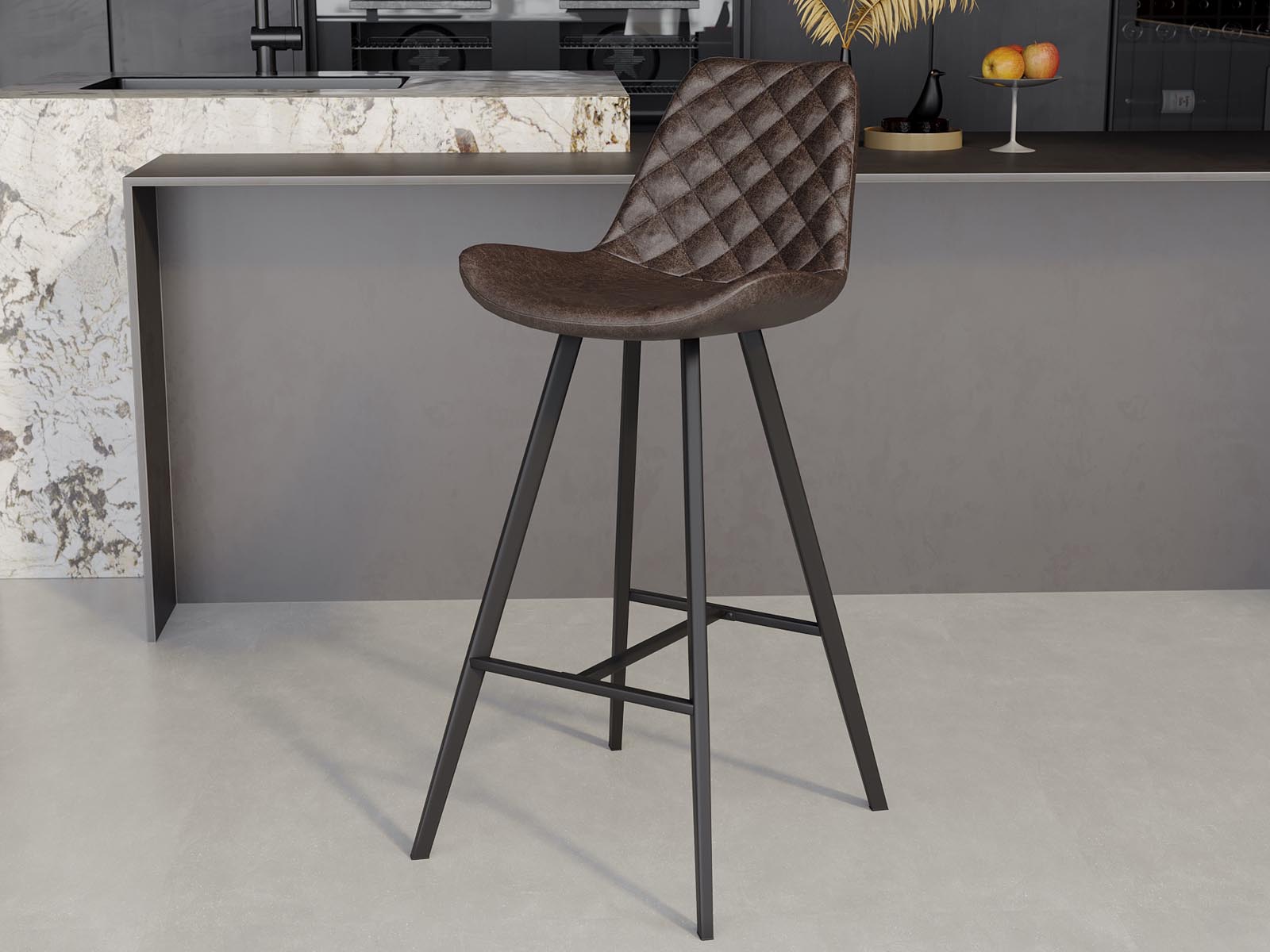 Tabouret de bar PALERME 75 cm brun foncé