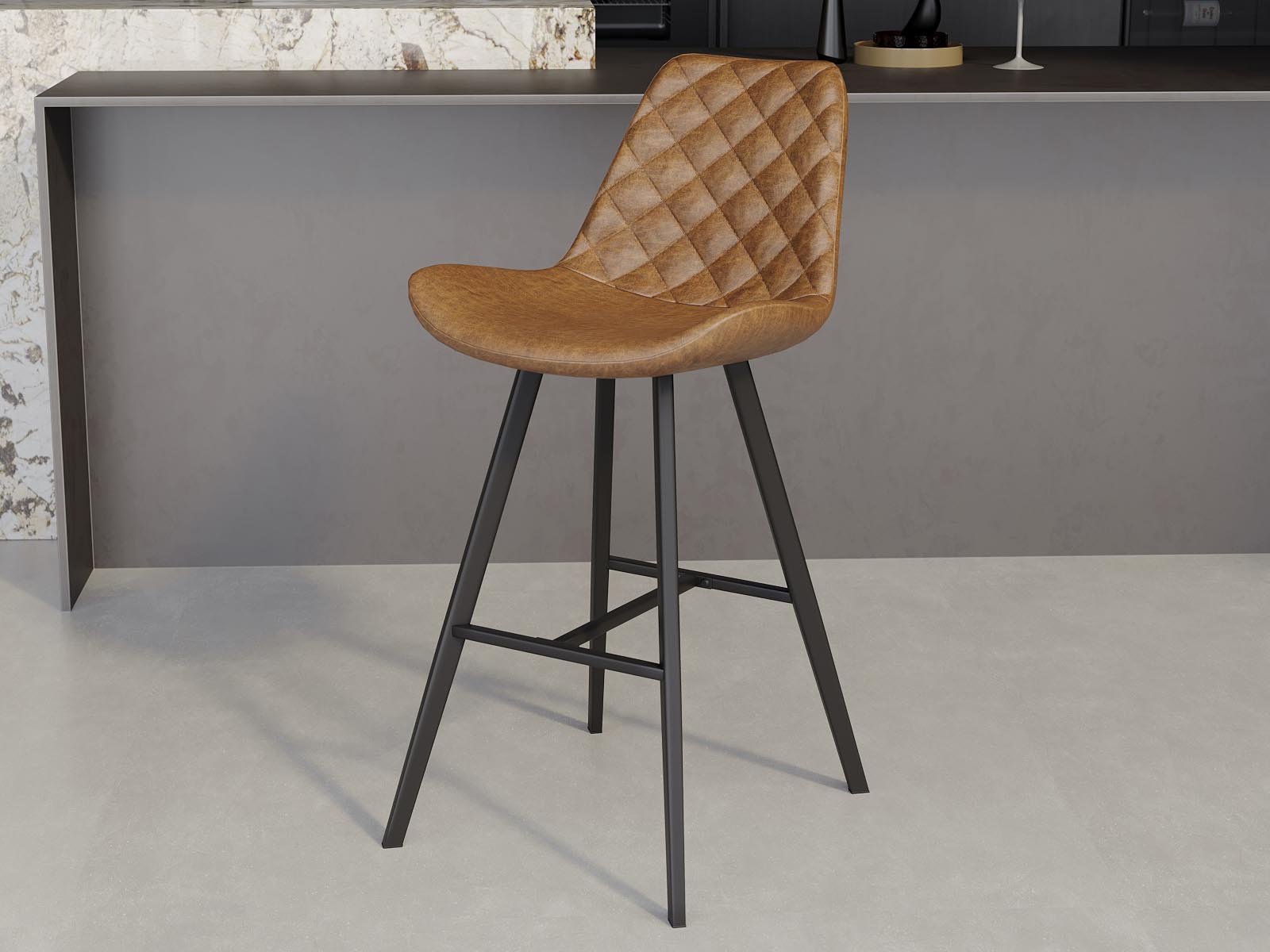 Tabouret de bar PALERME 65 cm cognac