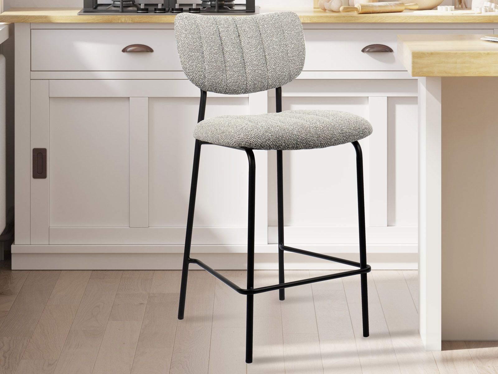 Tabouret de bar ANIKA gris clair