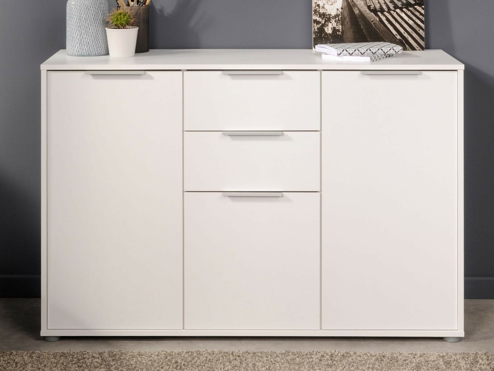 Buffet/bahut ACTION 3 portes et 2 tiroirs blanc