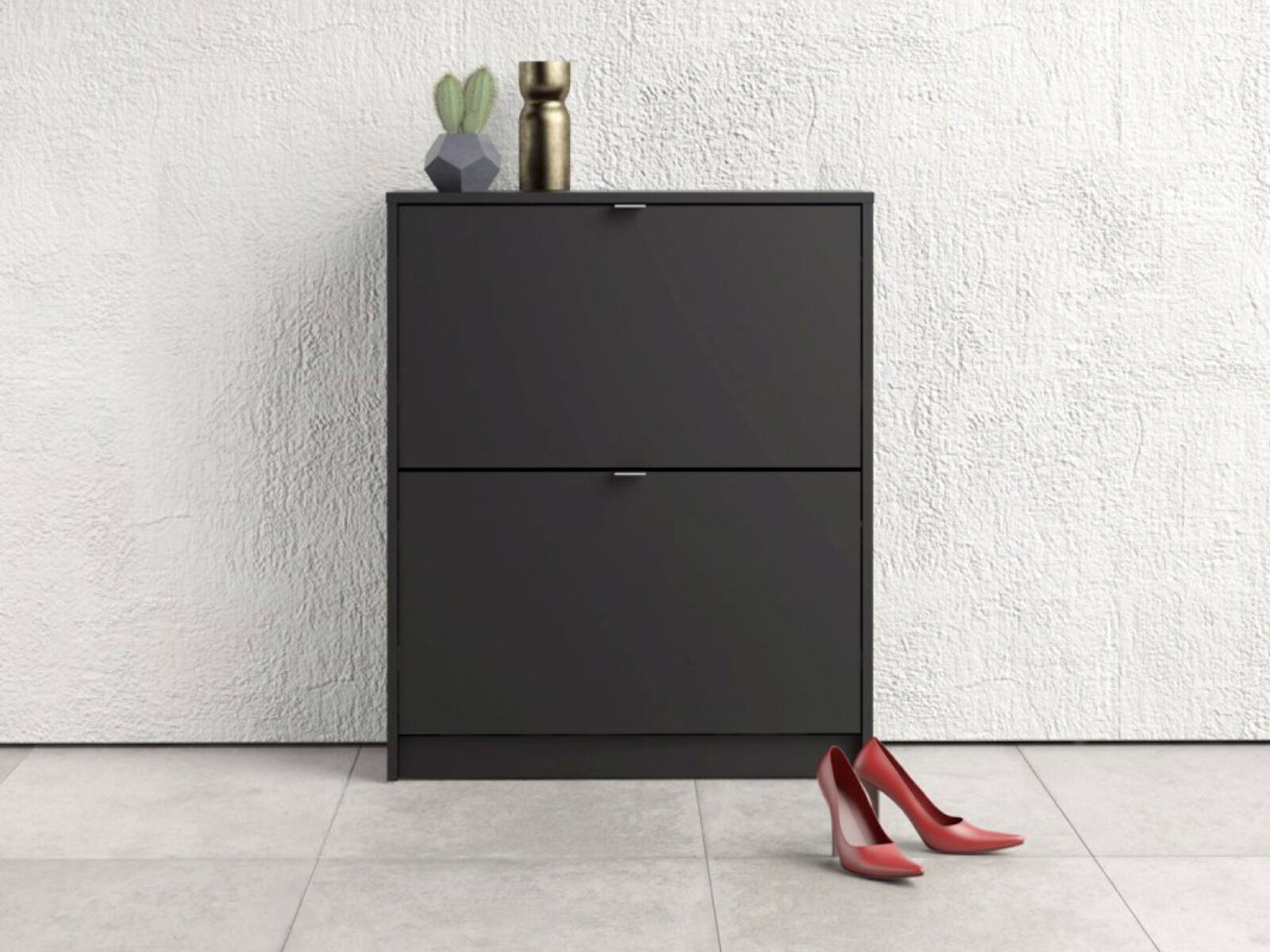 Meuble à chaussures SHANA 2 portes noir mat