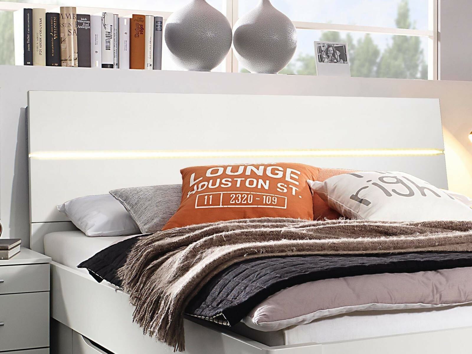 Tête de lit SCARLETT 180x200 cm blanc avec led