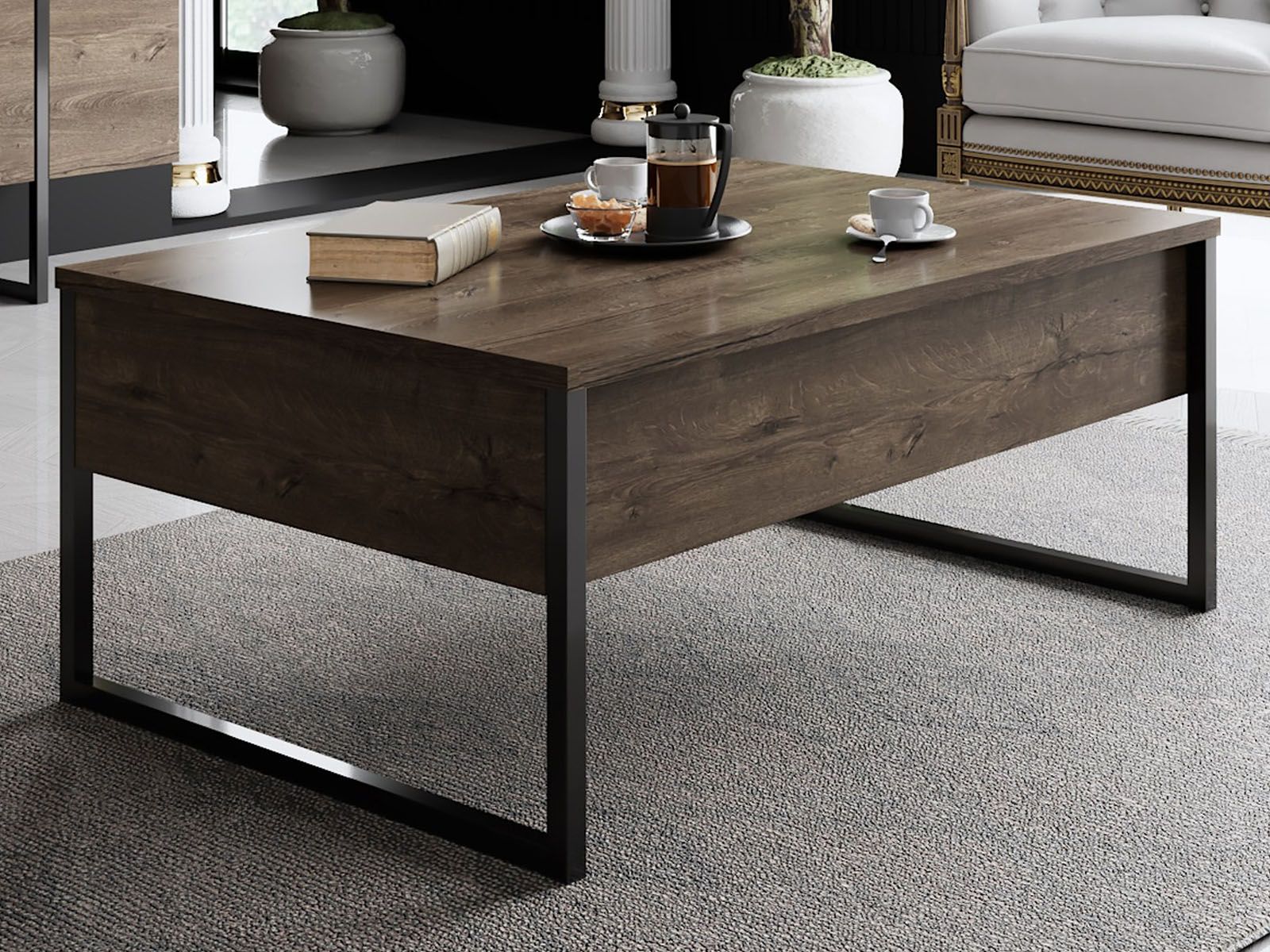 Table basse LUXANA 90 cm noyer/noir