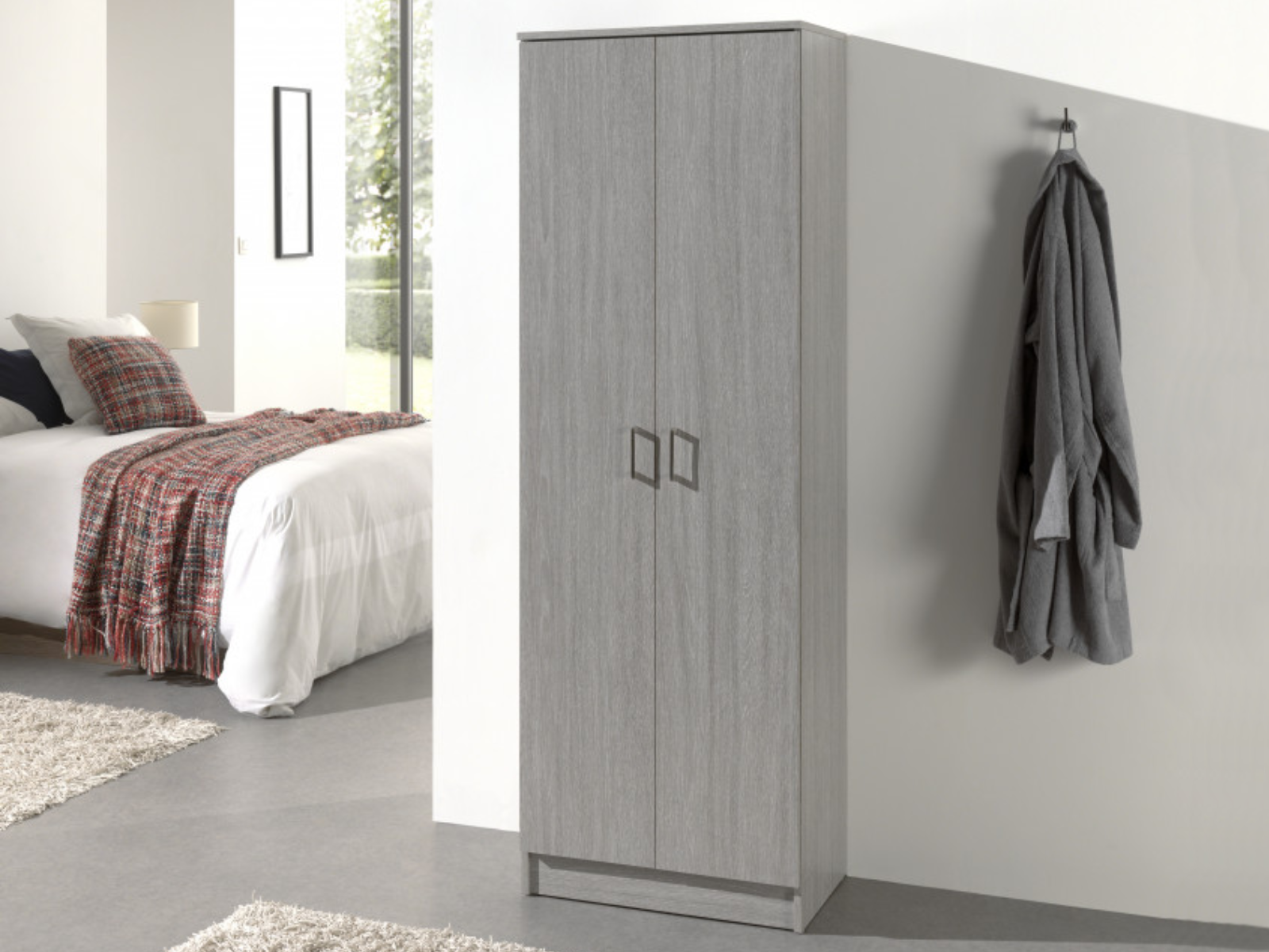 Armoire RAYMOON 2 portes 60 cm (lingère) gris