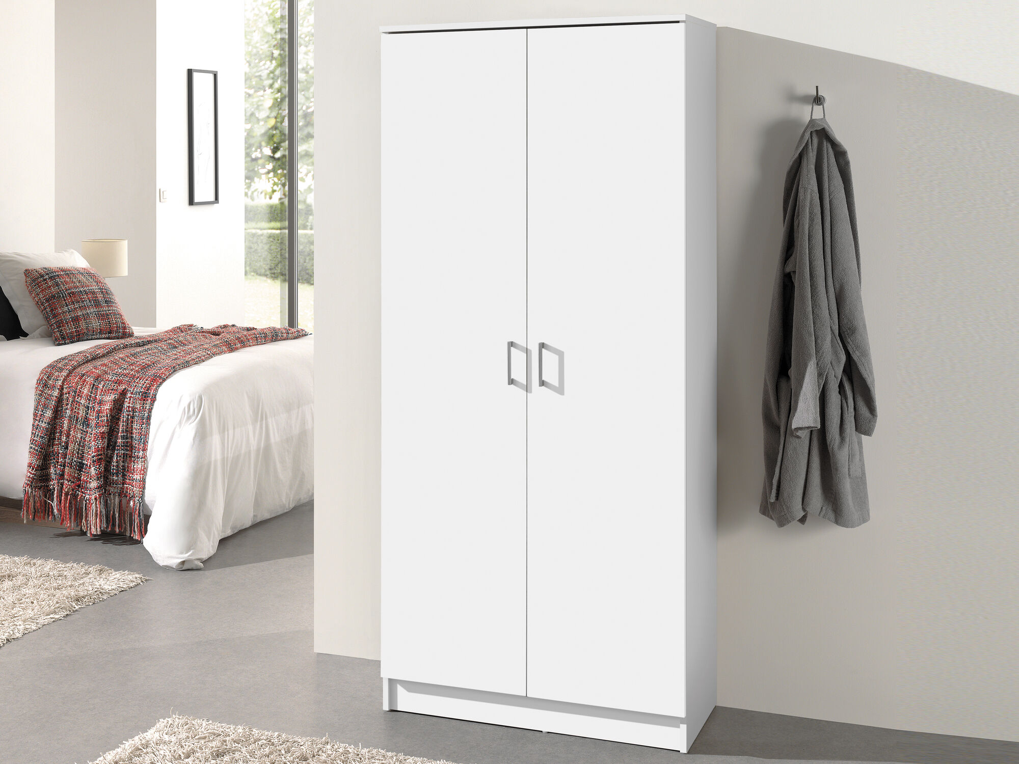 Armoire RAYMOON 2 portes 80 cm (lingère) blanc