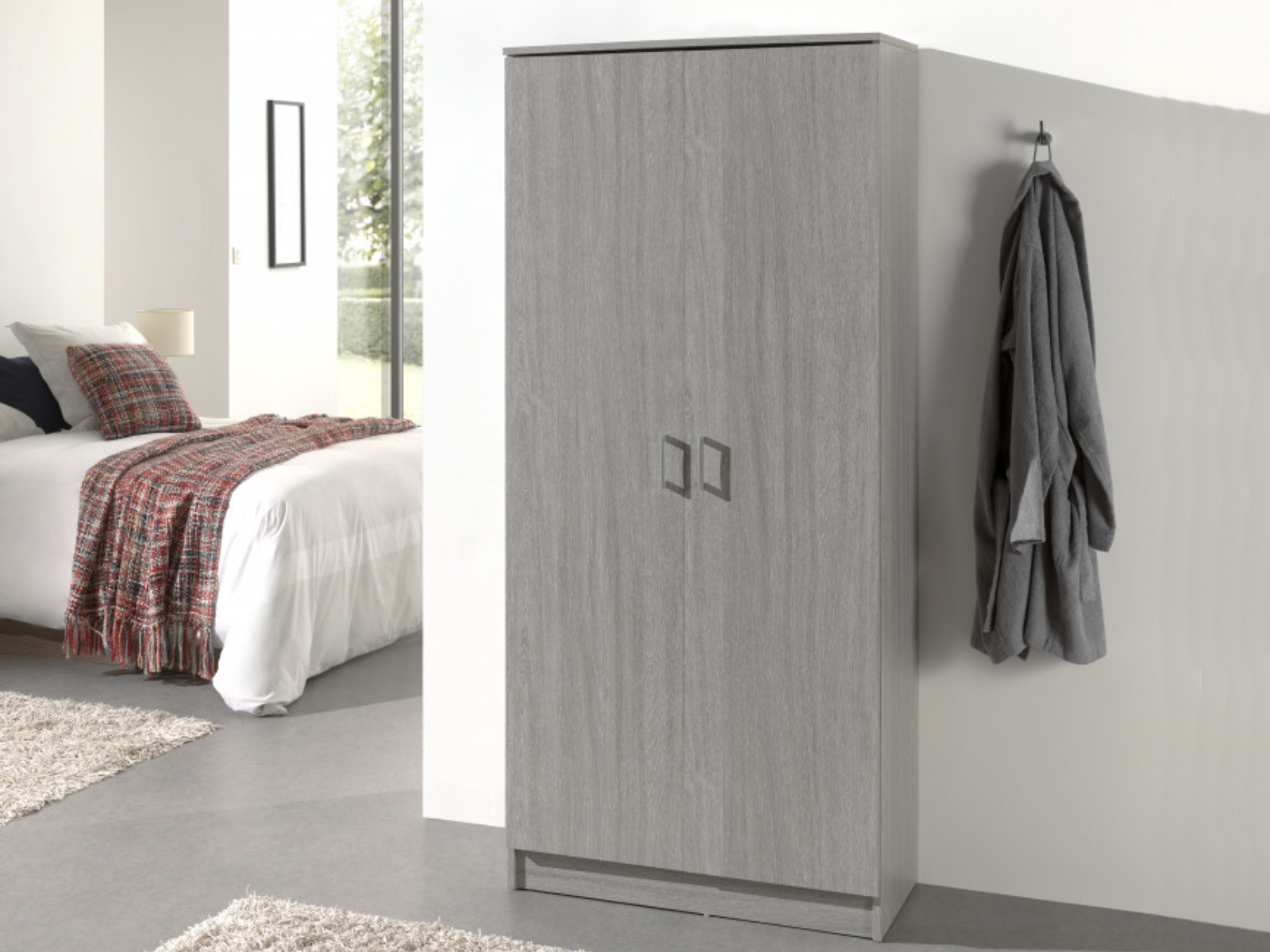 Armoire RAYMOON 2 portes 80 cm (lingère) gris