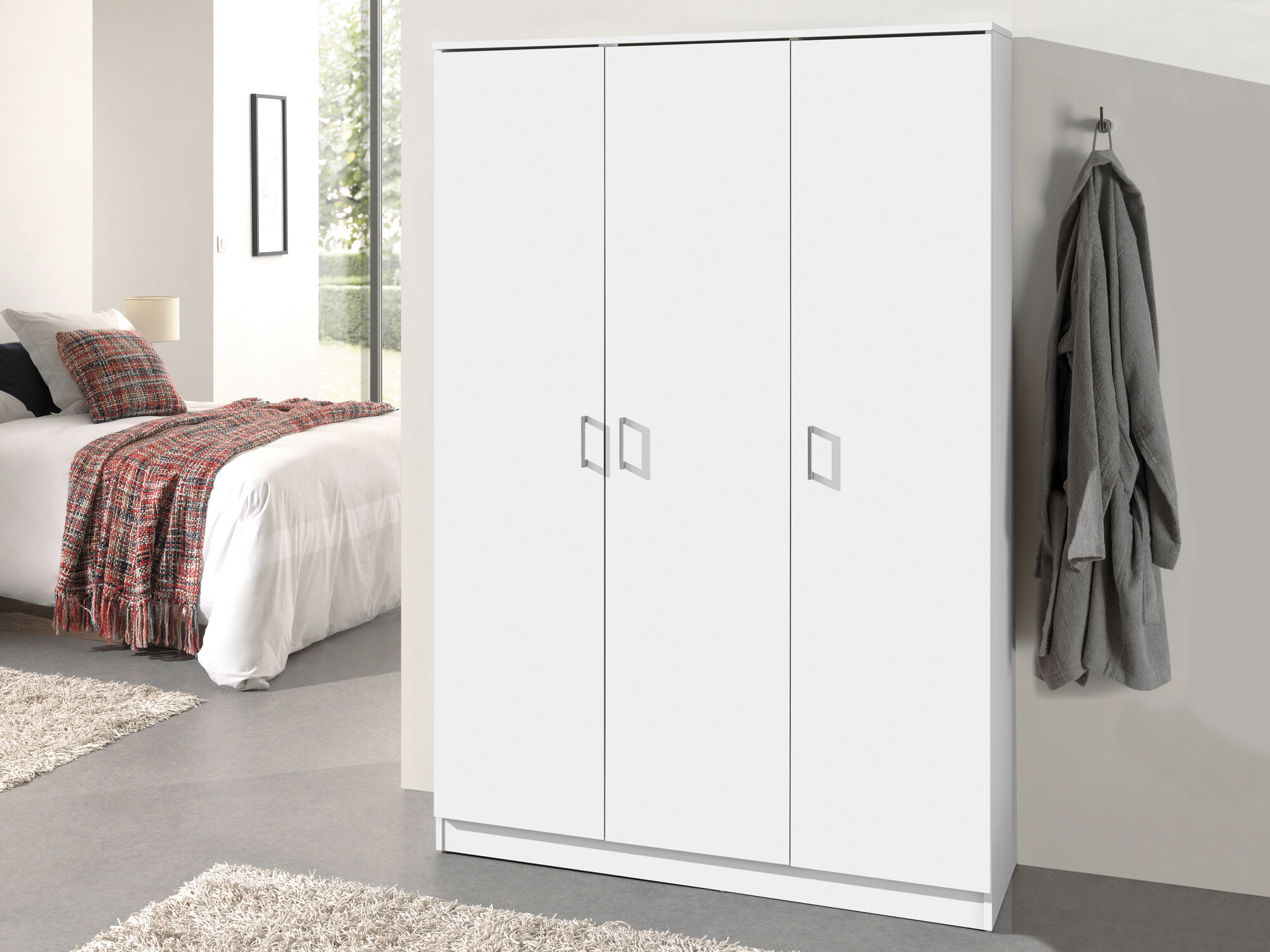 Armoire RAYMOON 3 portes 120 cm (lingère) blanc