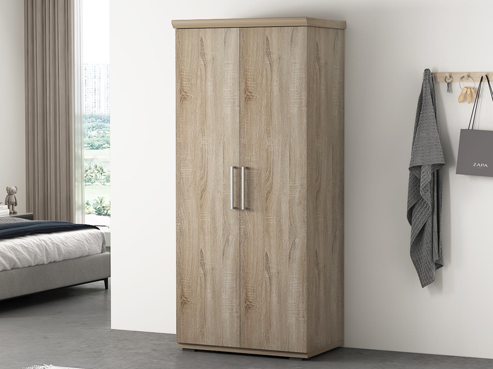 Armoire MILMA 2 portes 80 cm (penderie) sonoma