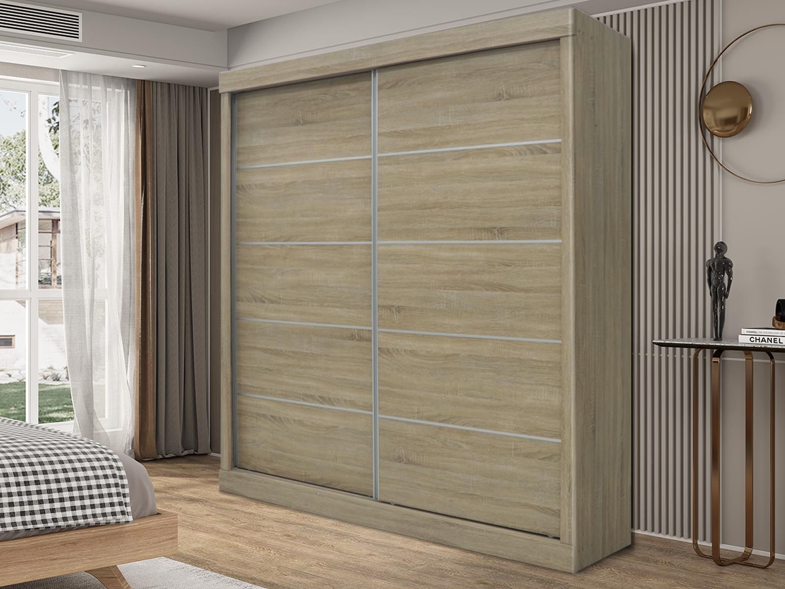 Armoire MIKODU 2 portes coulissantes sonoma