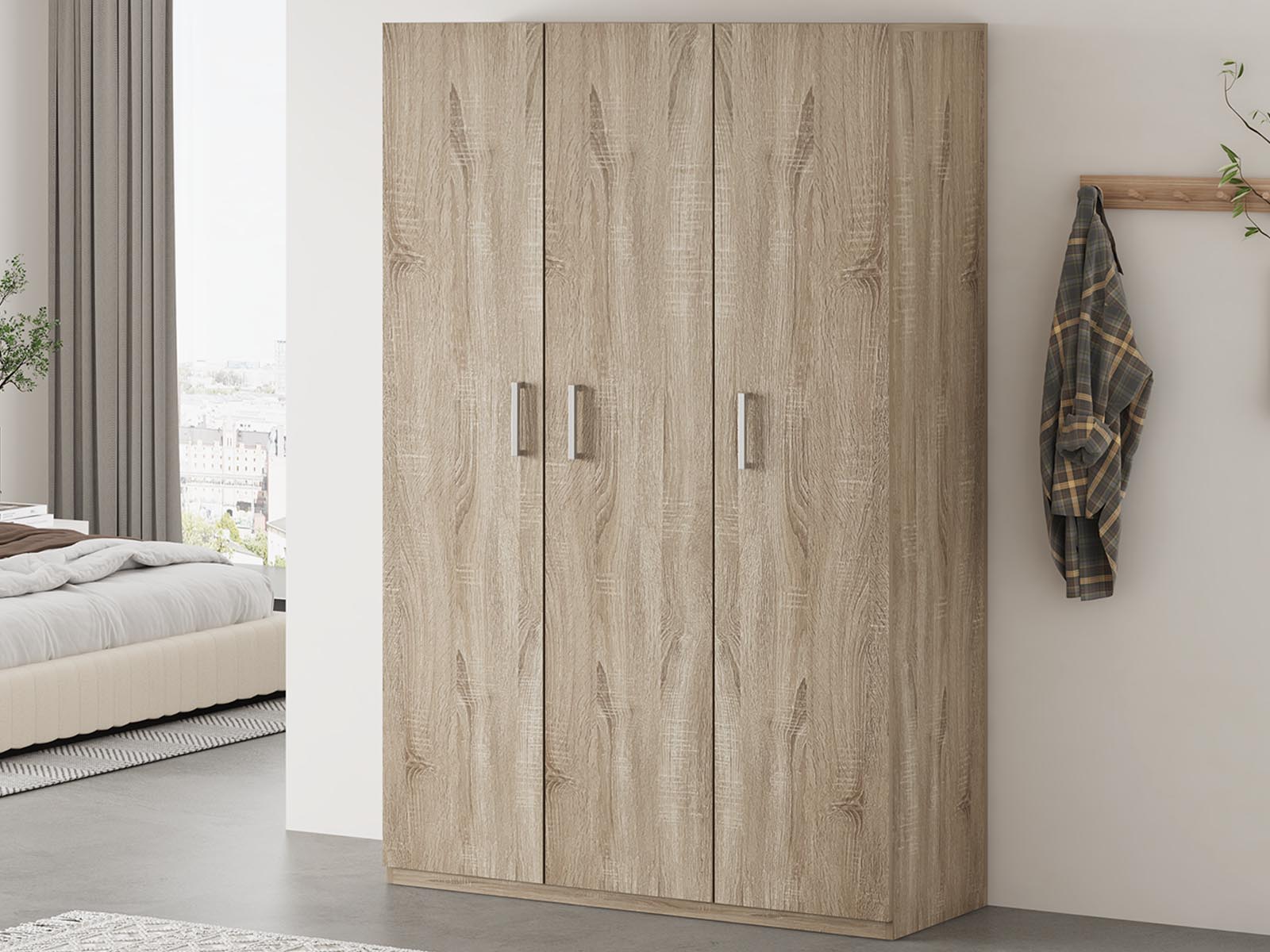 Armoire MILMA 3 portes 120 cm (lingère) sonoma