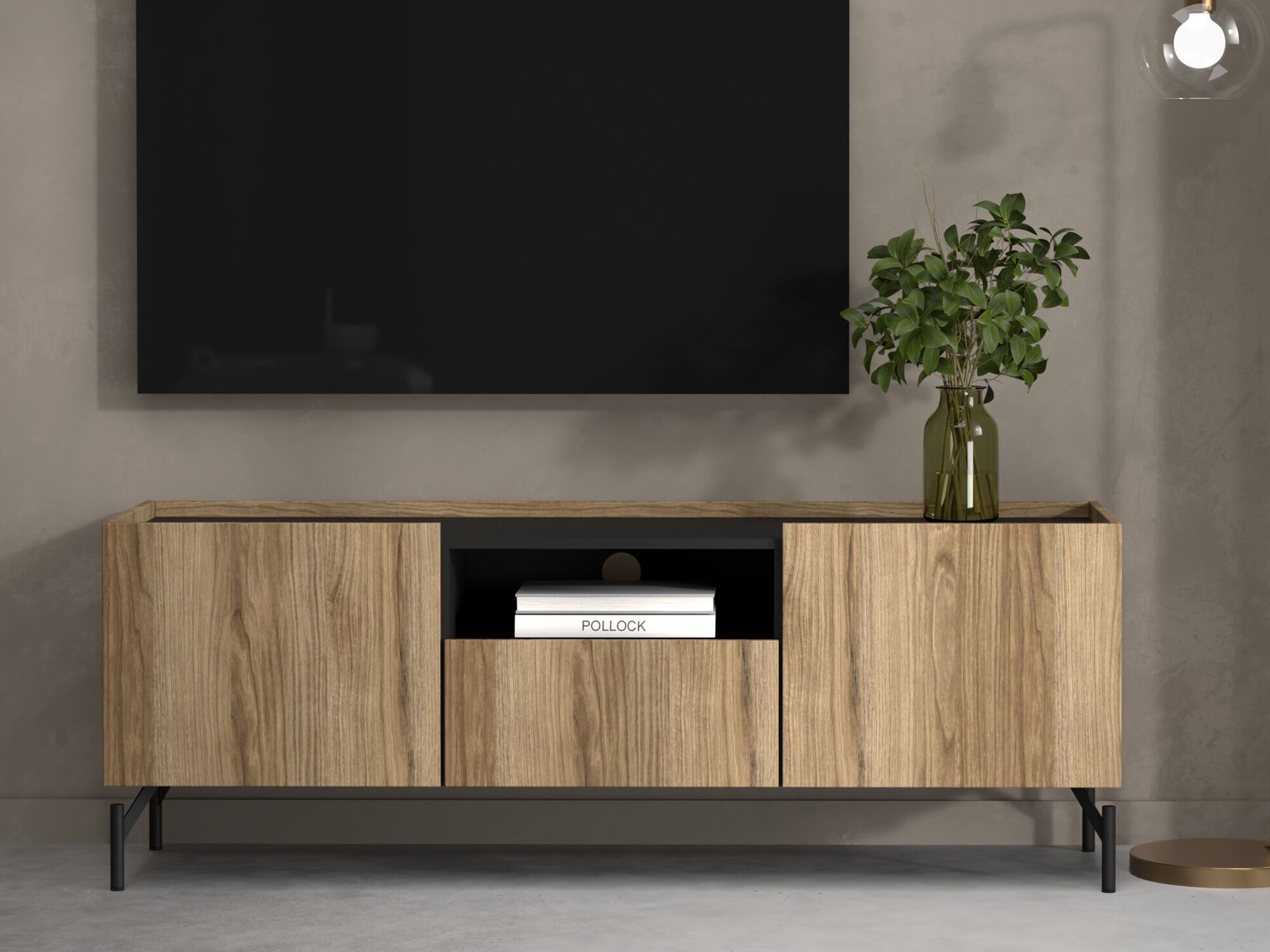 Meuble tv-hifi BERGER 2 portes 1 tiroir chêne catania