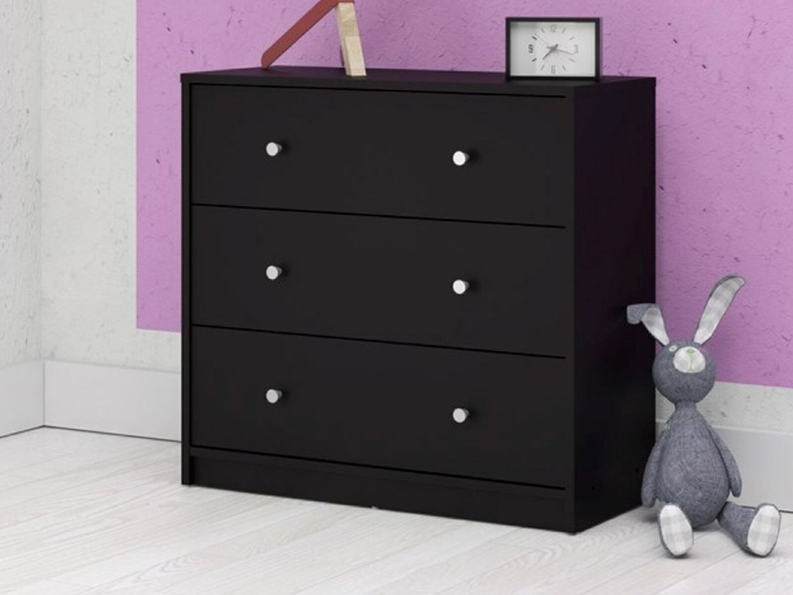 Commode MAYU 3 tiroirs noir