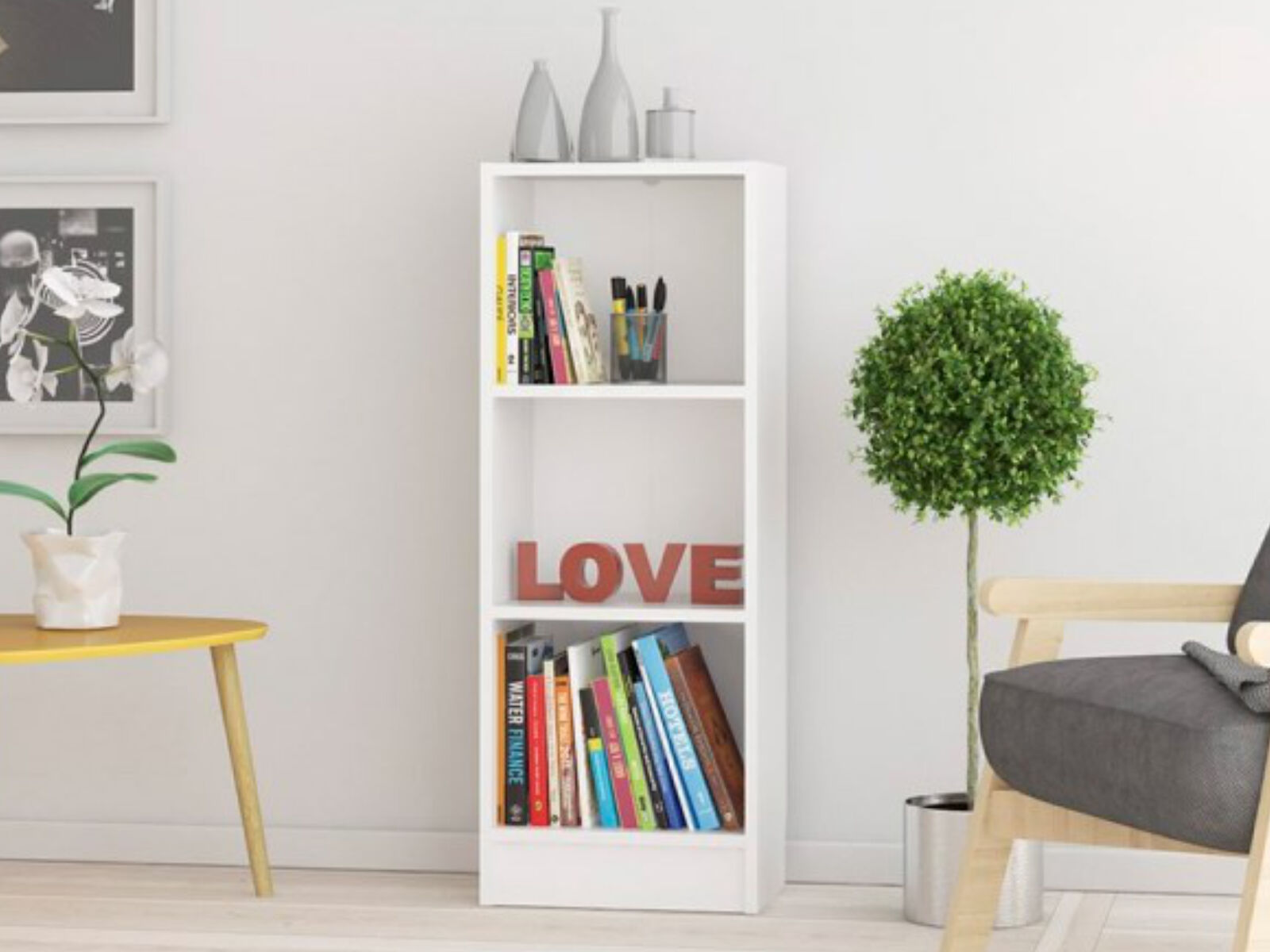 Bibliothèque BASILE 3 niches blanc