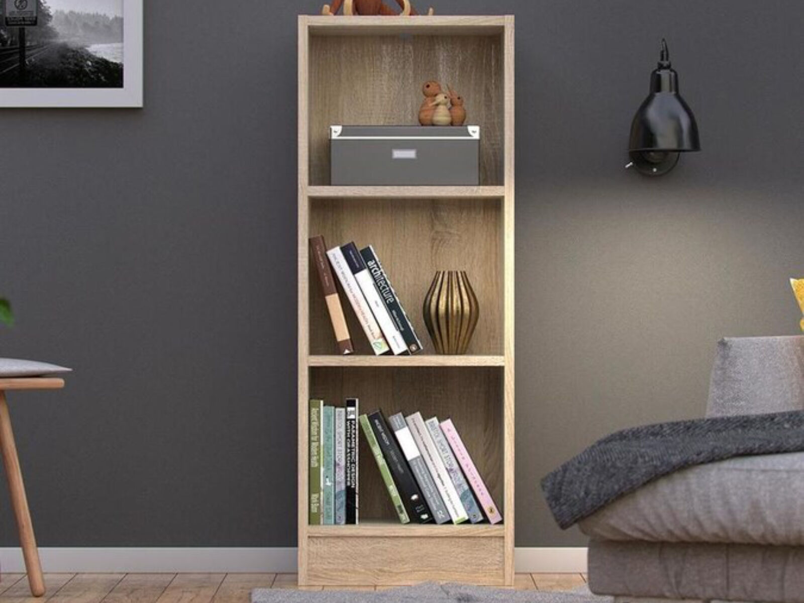 Bibliothèque BASILE 3 niches chêne