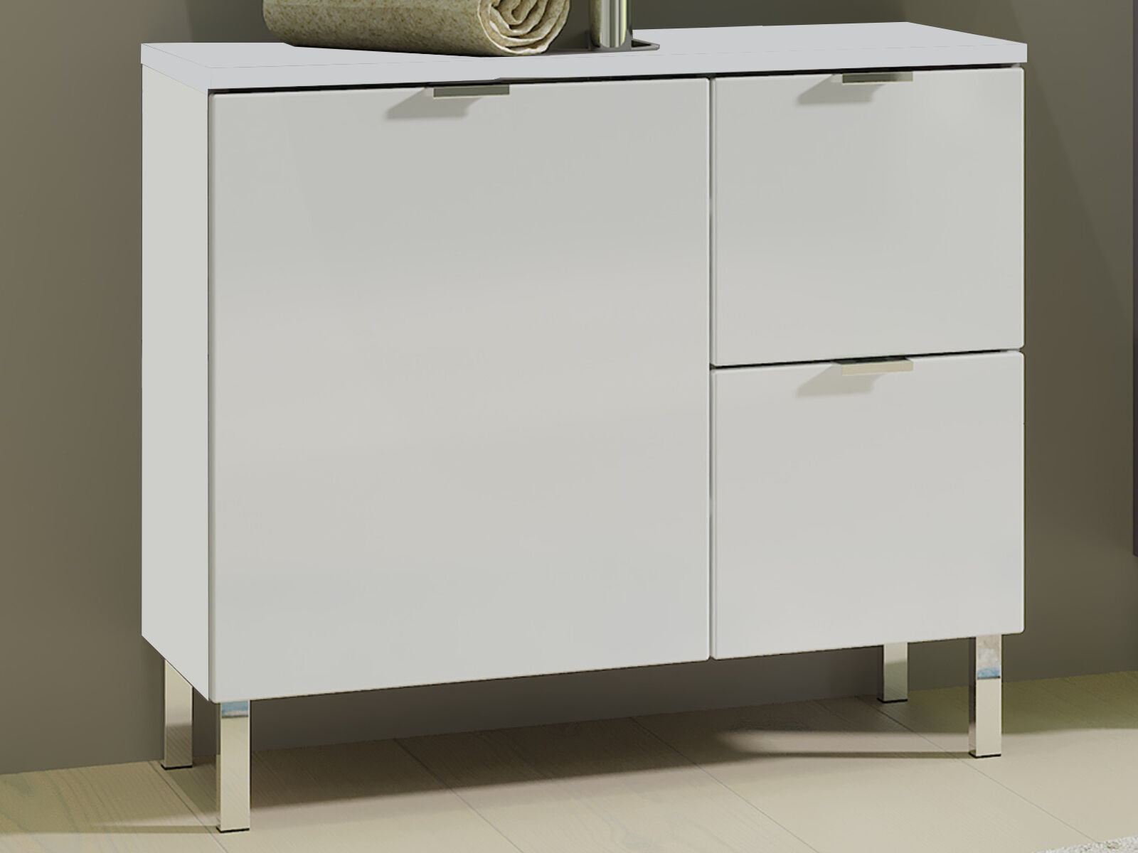 Meuble sous-lavabo MANAU 1 porte 2 tiroirs blanc