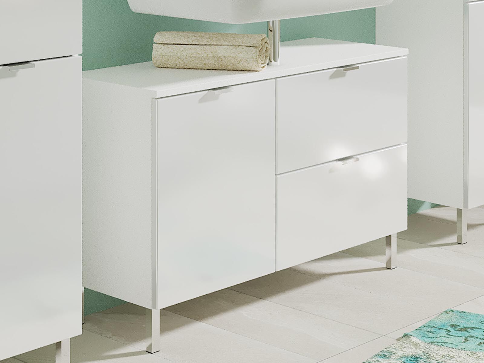 Meuble sous-lavabo MANAU 2 portes 1 tiroir blanc