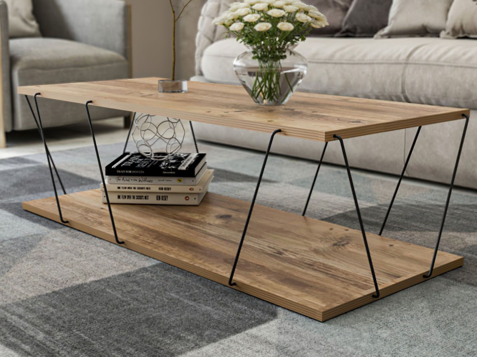 Table basse LABRANNO 120 cm chêne brun