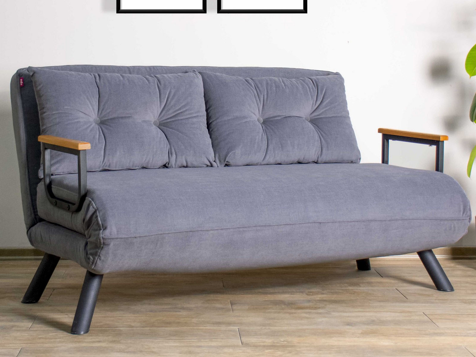 Canapé convertible SANDERO 2 places tissu gris