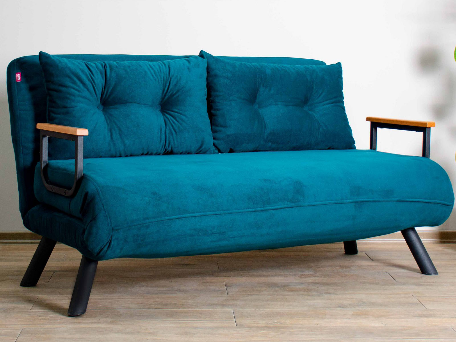 Canapé convertible SANDERO 2 places tissu bleu pétrole