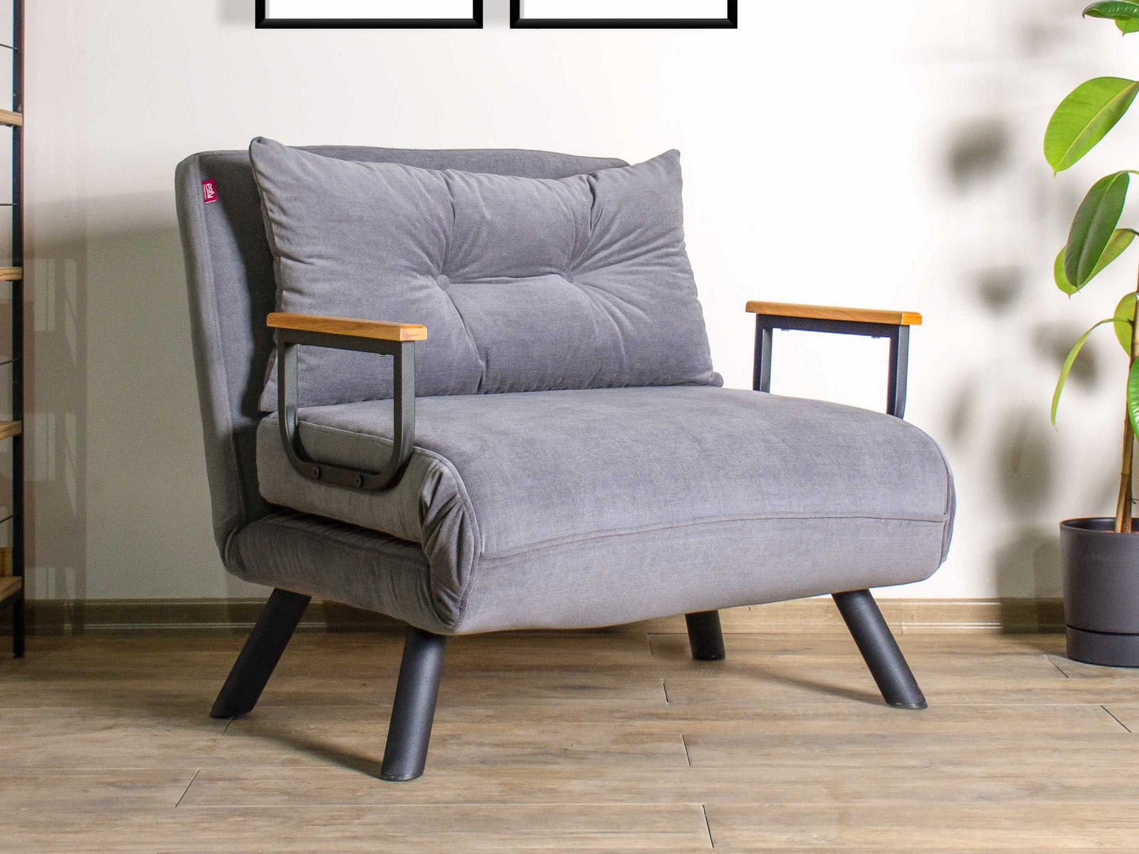 Canapé convertible SANDERO 1 place tissu gris