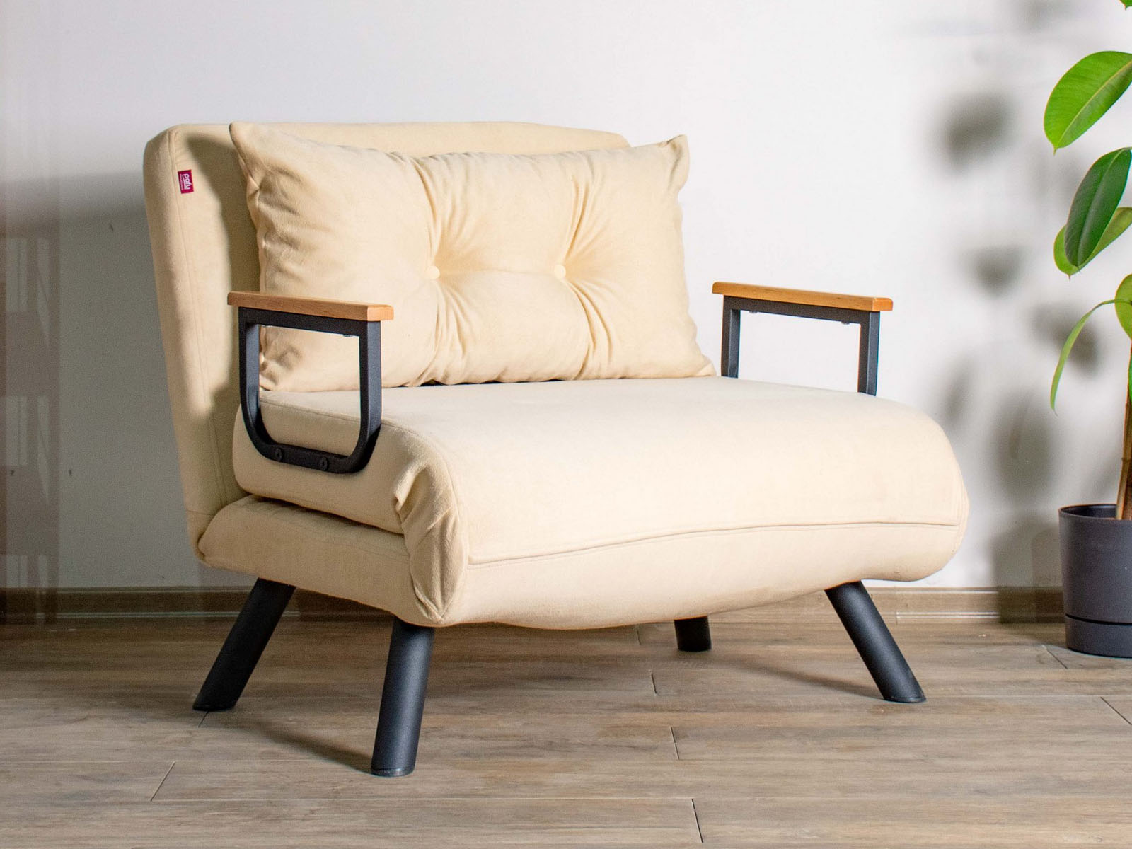 Canapé convertible SANDERO 1 place tissu crème