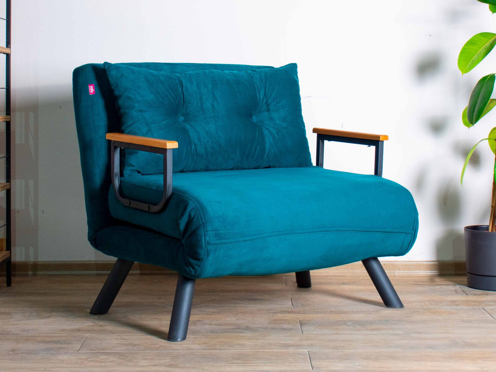 Canapé convertible SANDERO 1 place tissu bleu pétrole