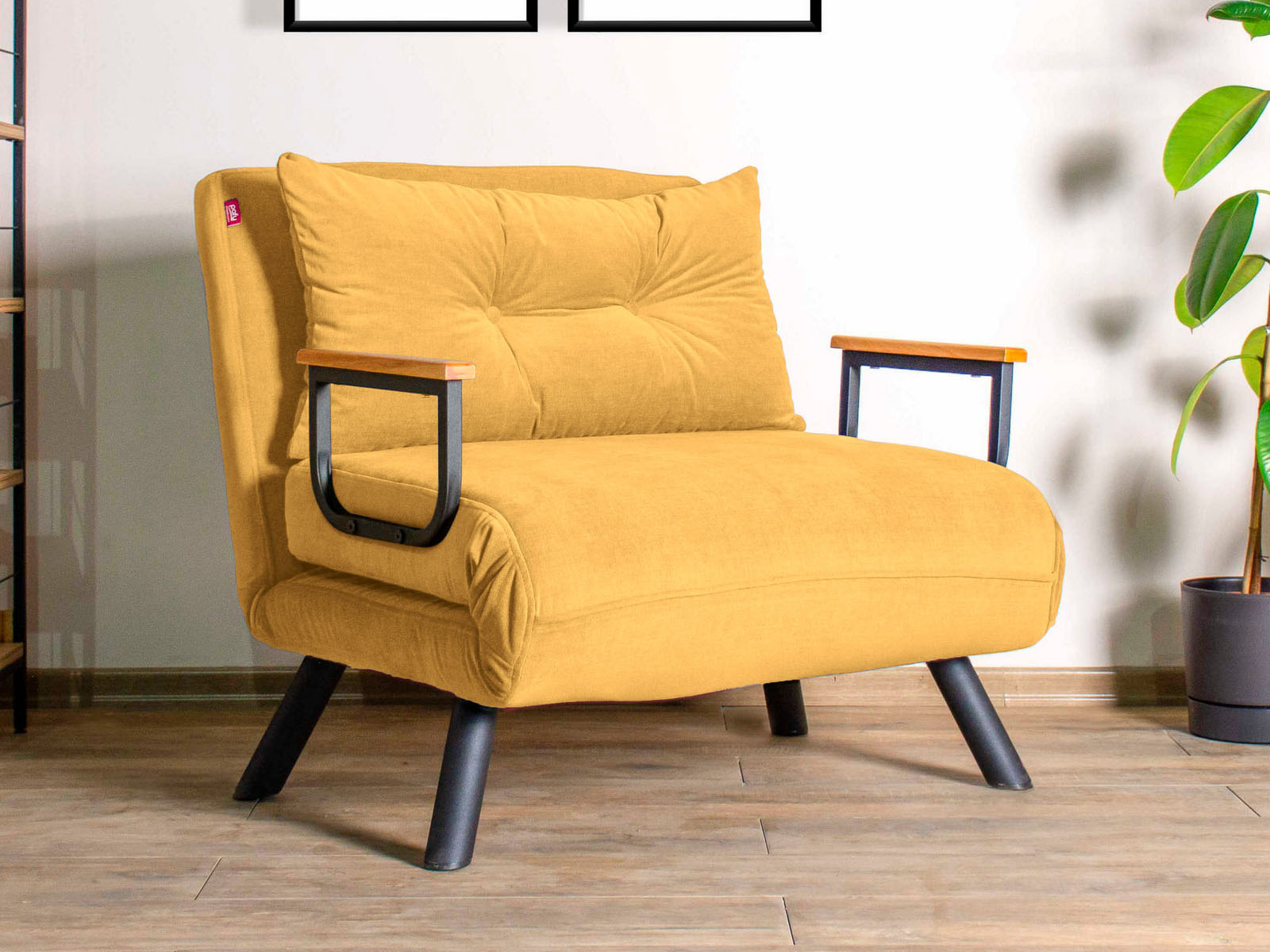 Canapé convertible SANDERO 1 place tissu moutarde