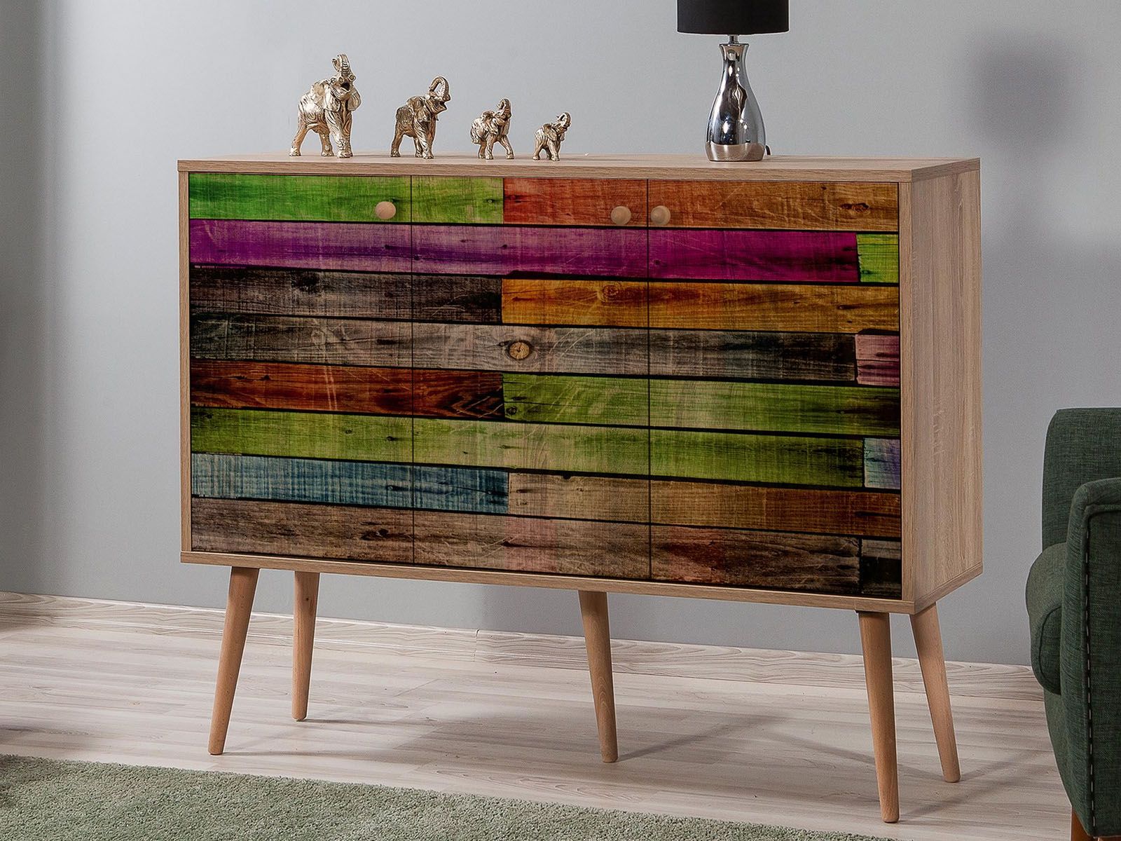 Commode MINDY 3 portes multicolore