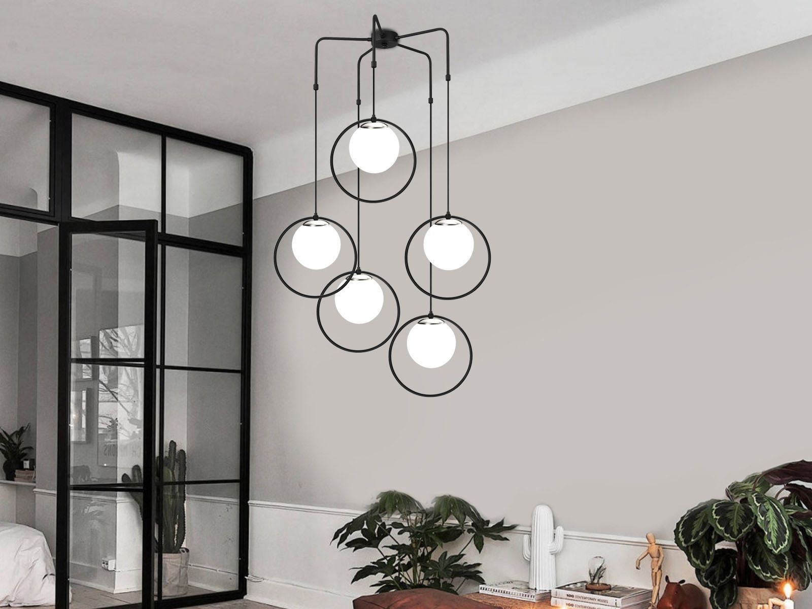 Luminaire suspendu MORNINGTON 5 lampes noir