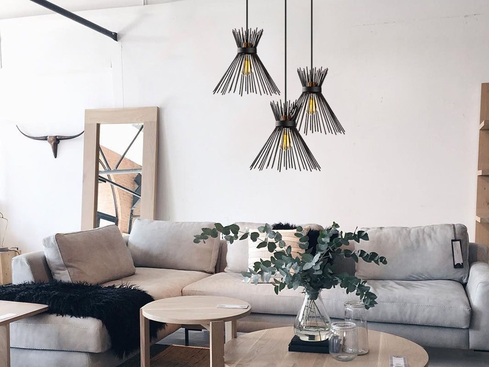 Luminaire suspendu RIESCO 3 lampes noir