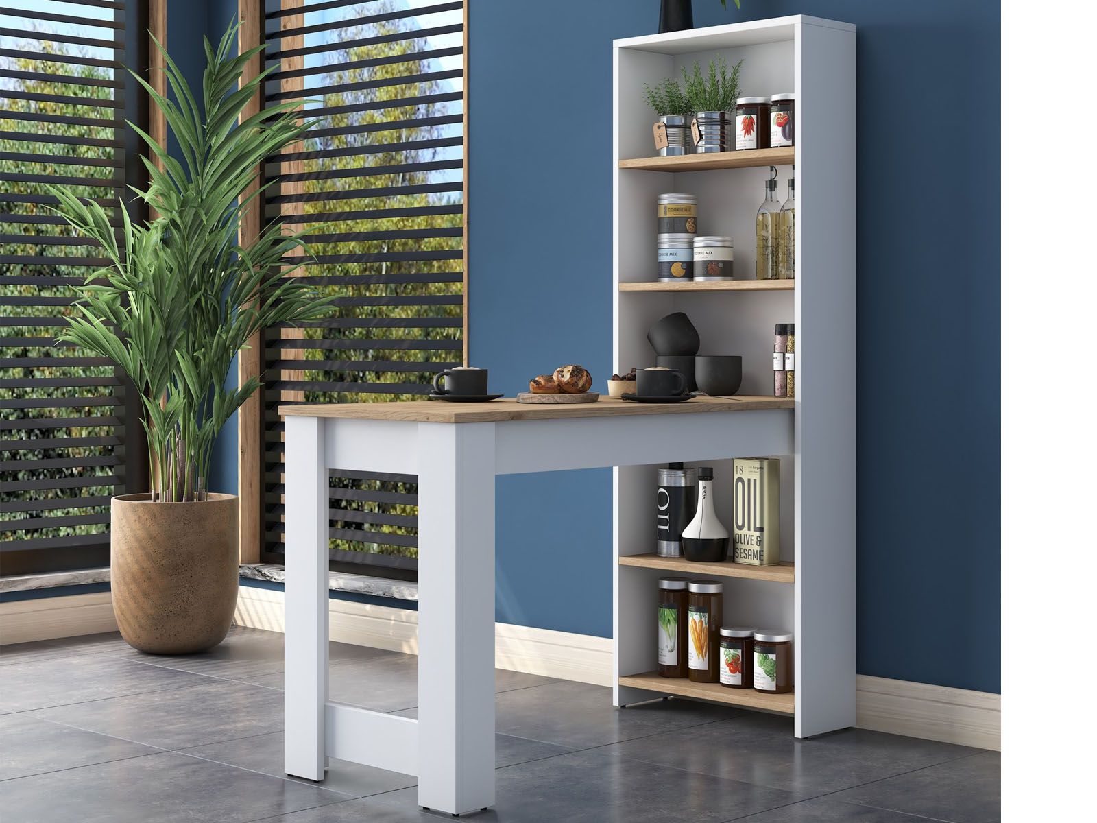 Table de bar JARI DELUXE 120 cm noyer/blanc