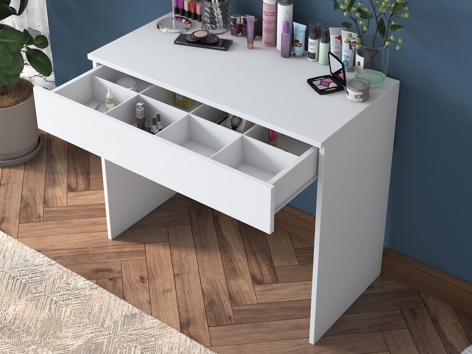 Coiffeuse MARGUERITE 1 tiroirs blanc