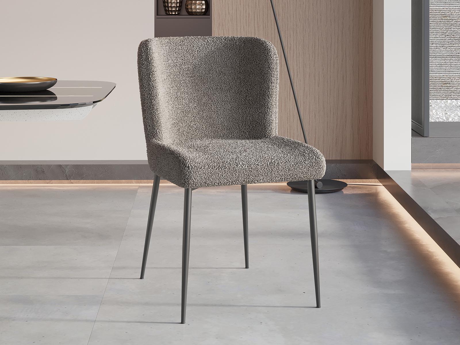 Chaise MARLENE tissu bouclé sable