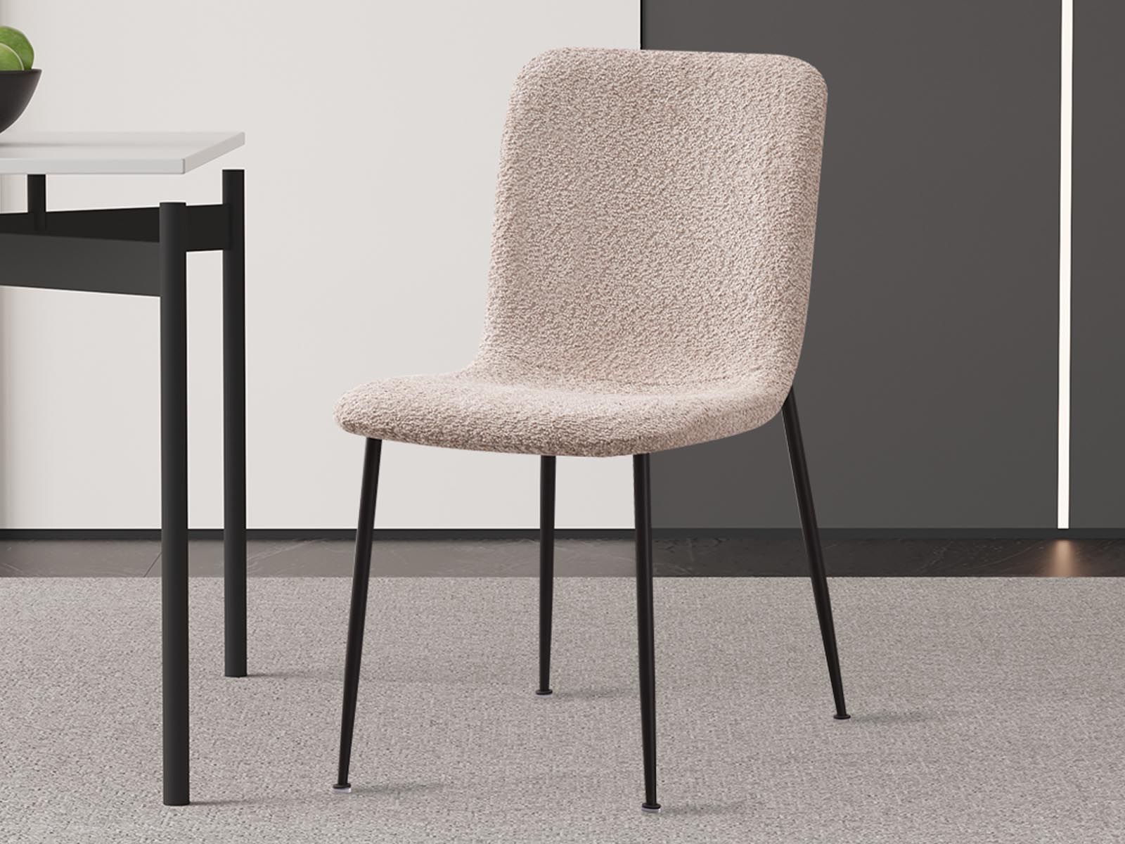 Chaise ALIBABA tissu bouclé beige