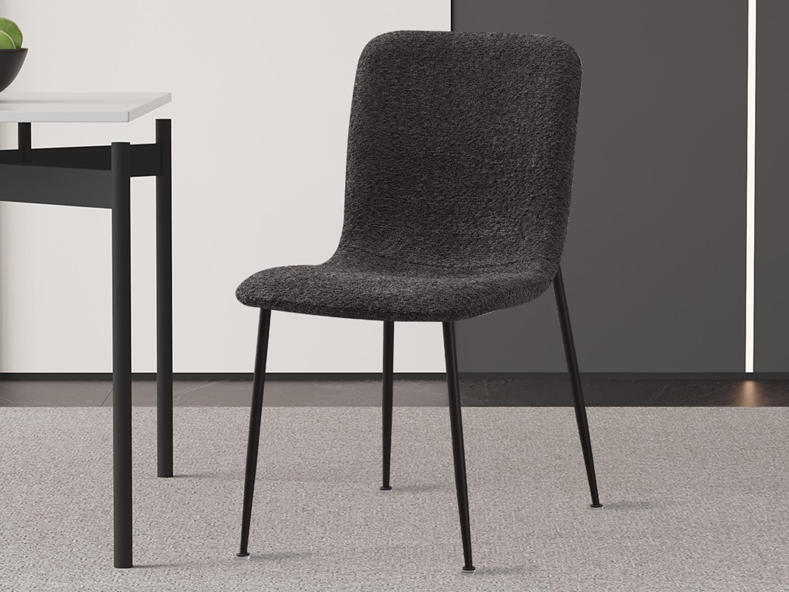 Chaise ALIBABA tissu bouclé gris foncé