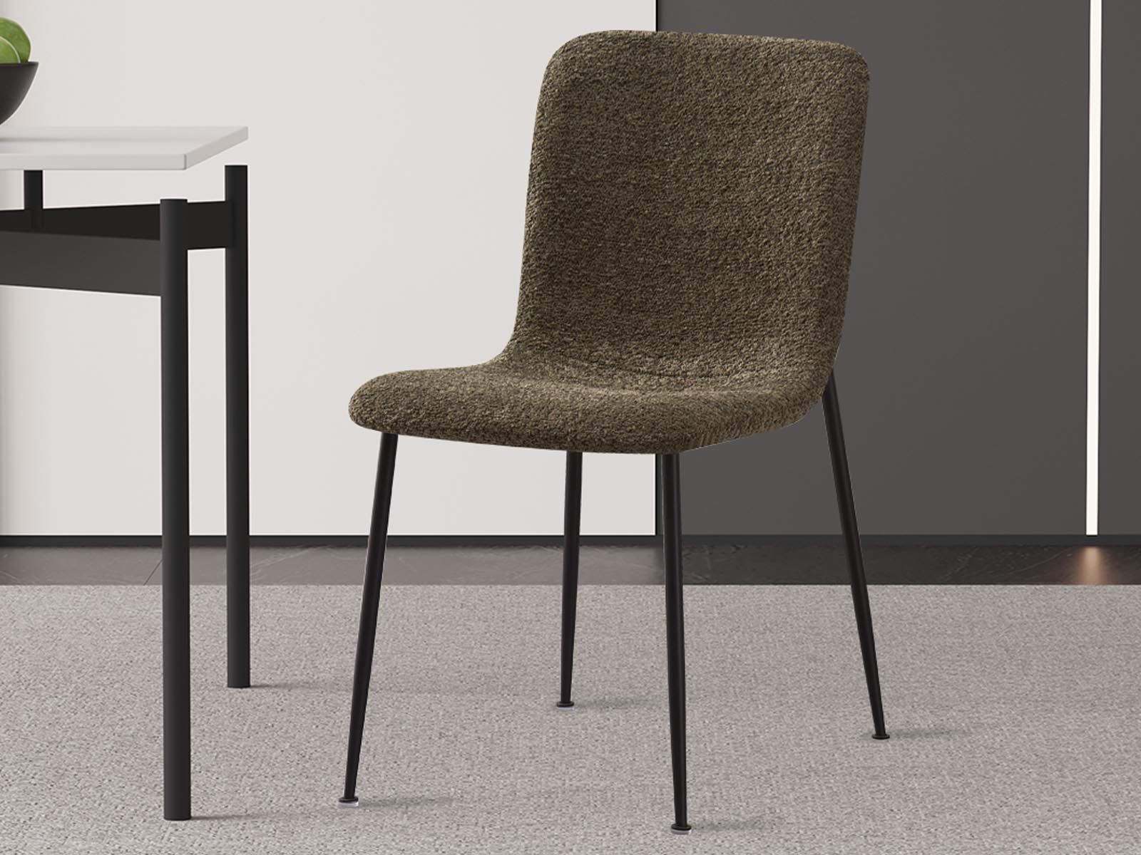 Chaise ALIBABA tissu bouclé vert