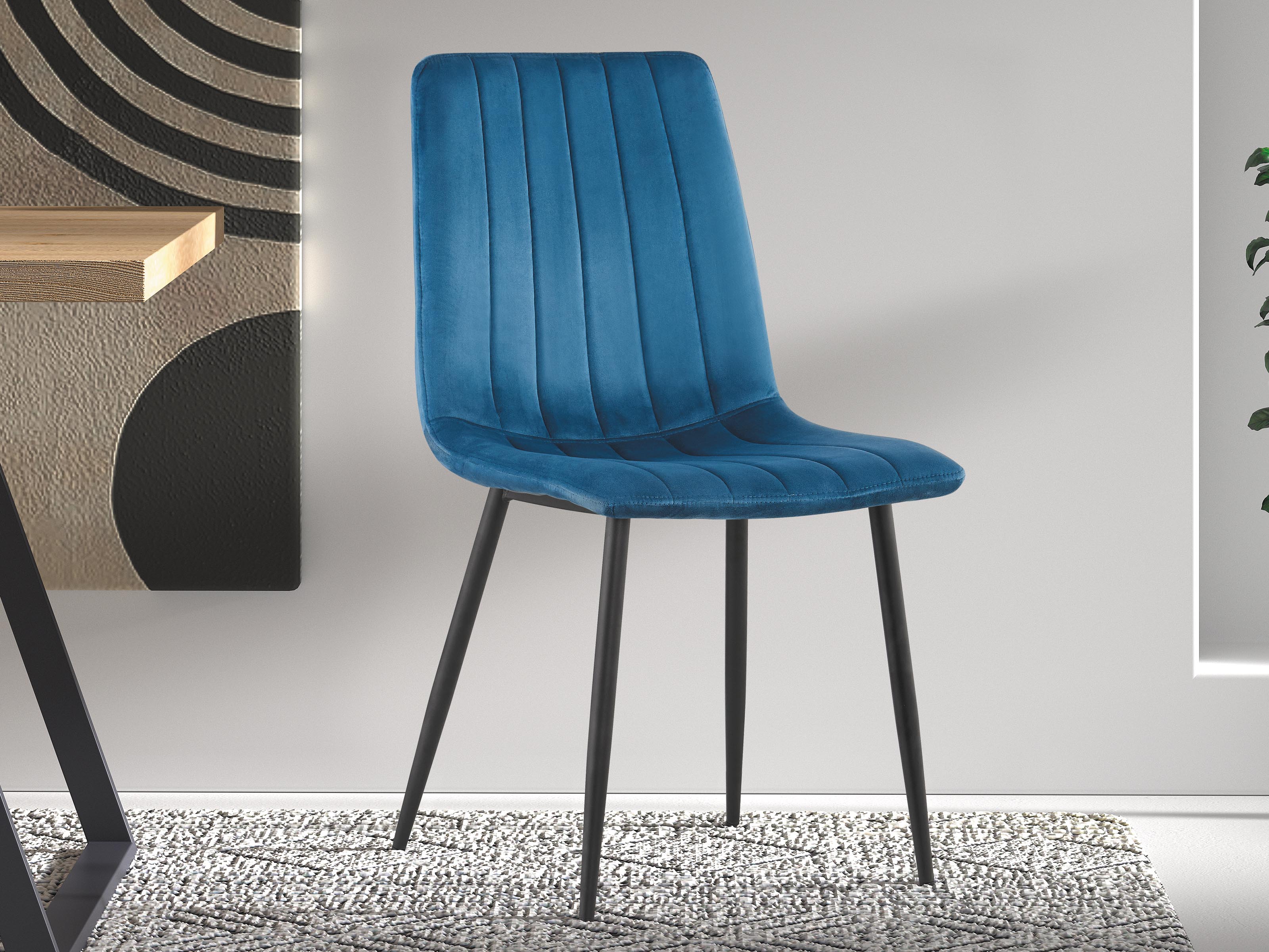Chaise WILLO velours bleu